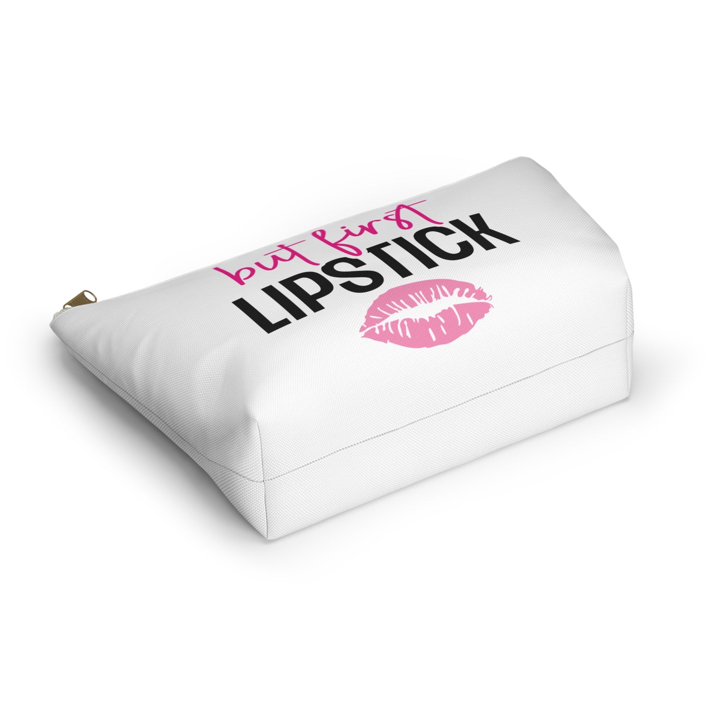 Accessory Pouch – "But First Lipstick" Pink Makeup Bag