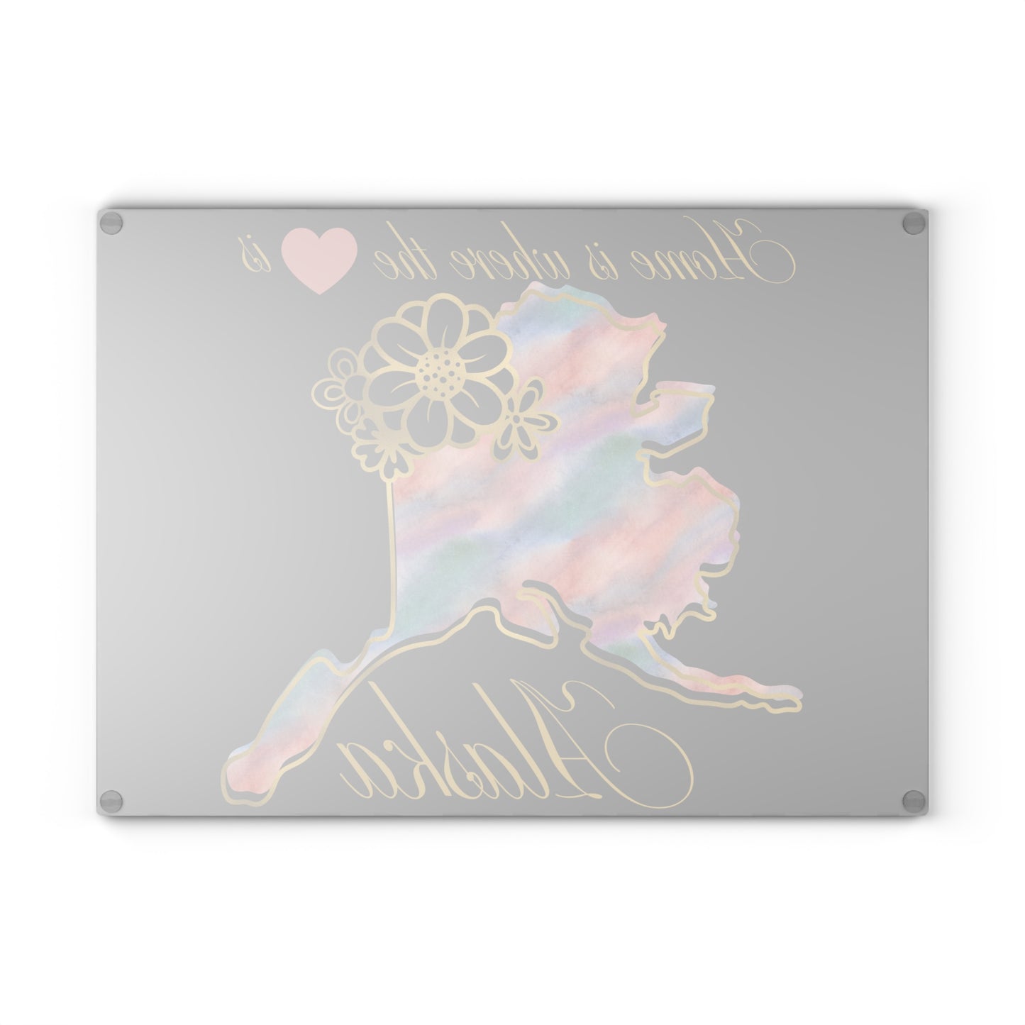 🌈 Alaska Floral Cutting Board – Rainbow Watercolor Charm for The Last Frontier 🌸