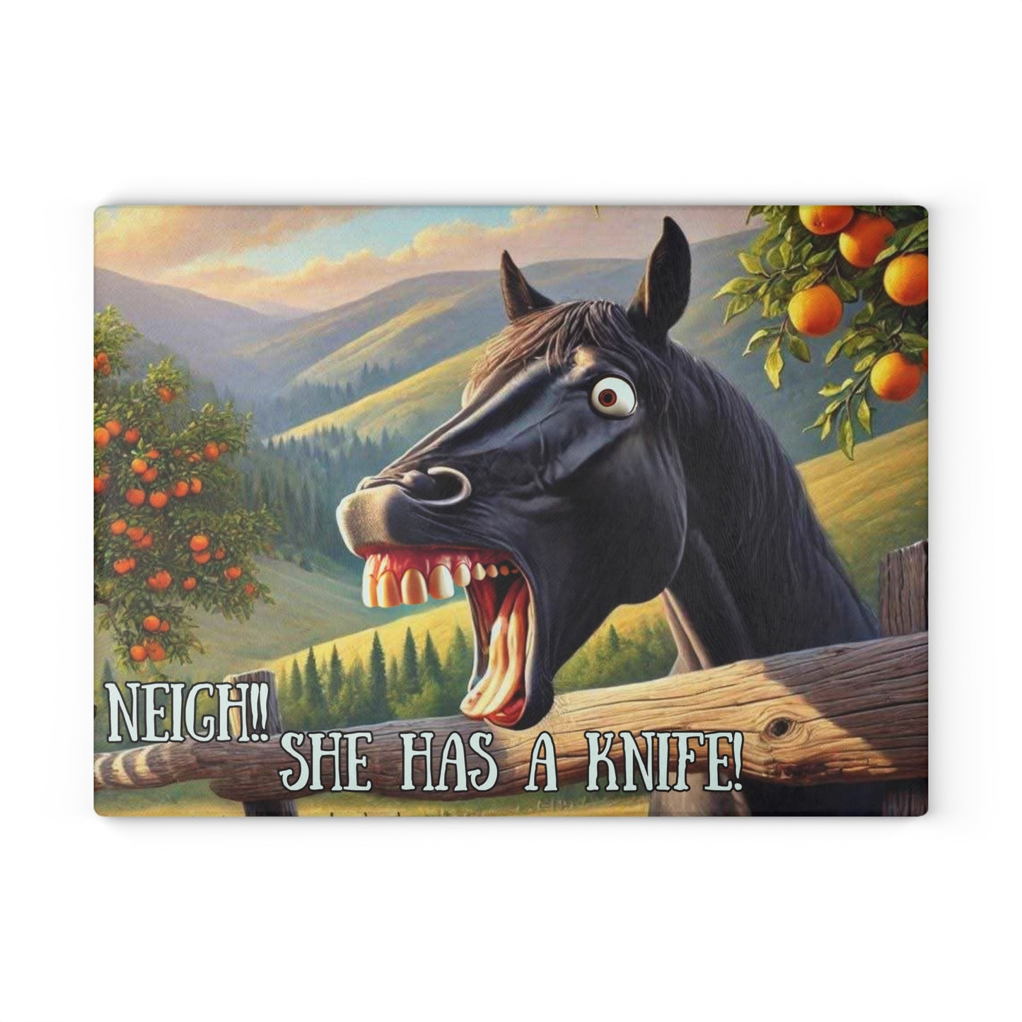 Tabla de cortar de vidrio, diseño de caballo ranchero, decoración de cocina occidental, regalo para amantes de los caballos, estilo rústico, tabla de cortar, tabla de charcutería