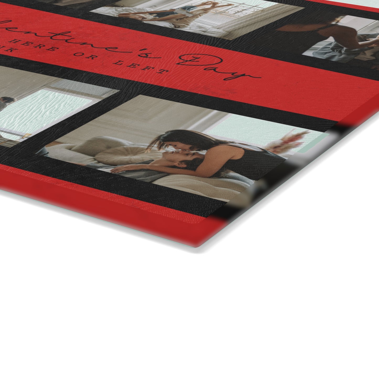 Happy Valentine’s Day Photo Collage Glass Cutting Board – Personalized Romantic Keepsake