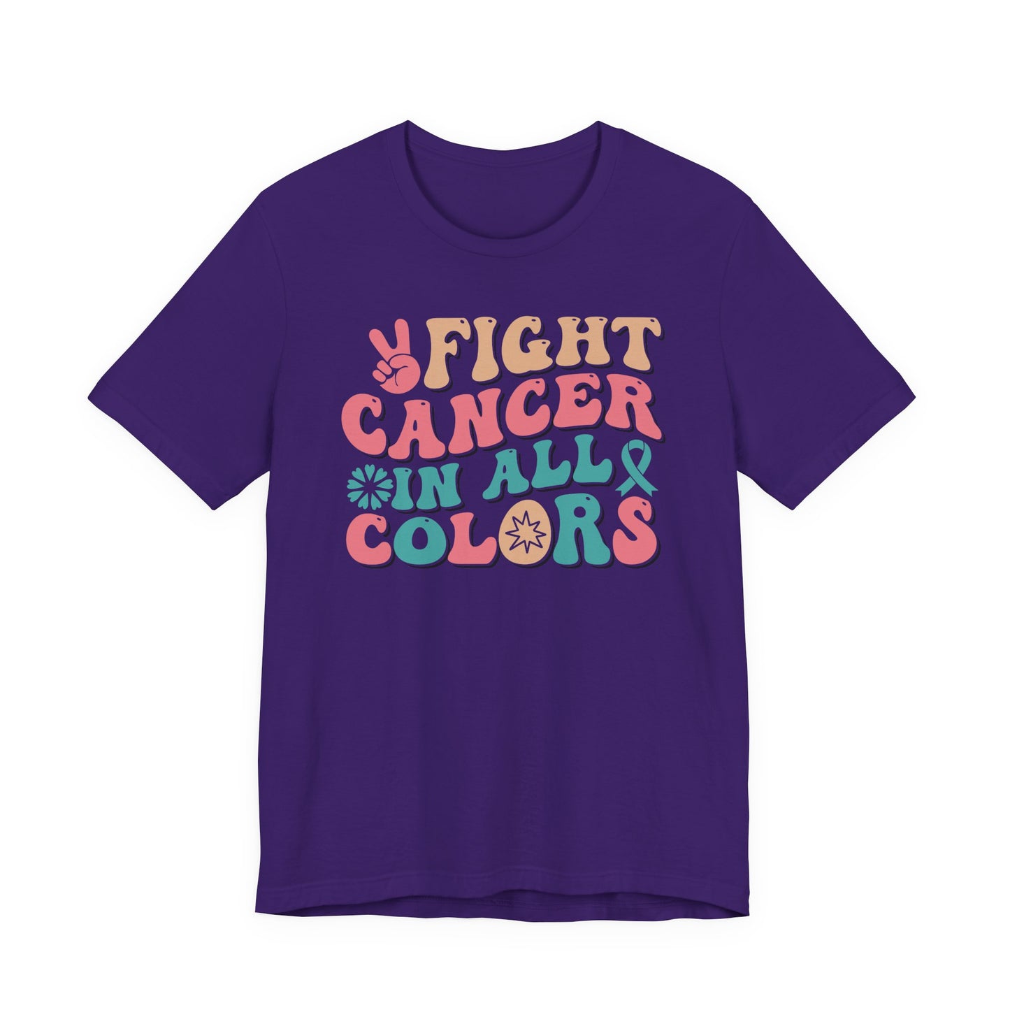 🌈✊ Fight Cancer in All Colors T-Shirt – Bold Retro Awareness Tee for Every Ribbon 🎗️