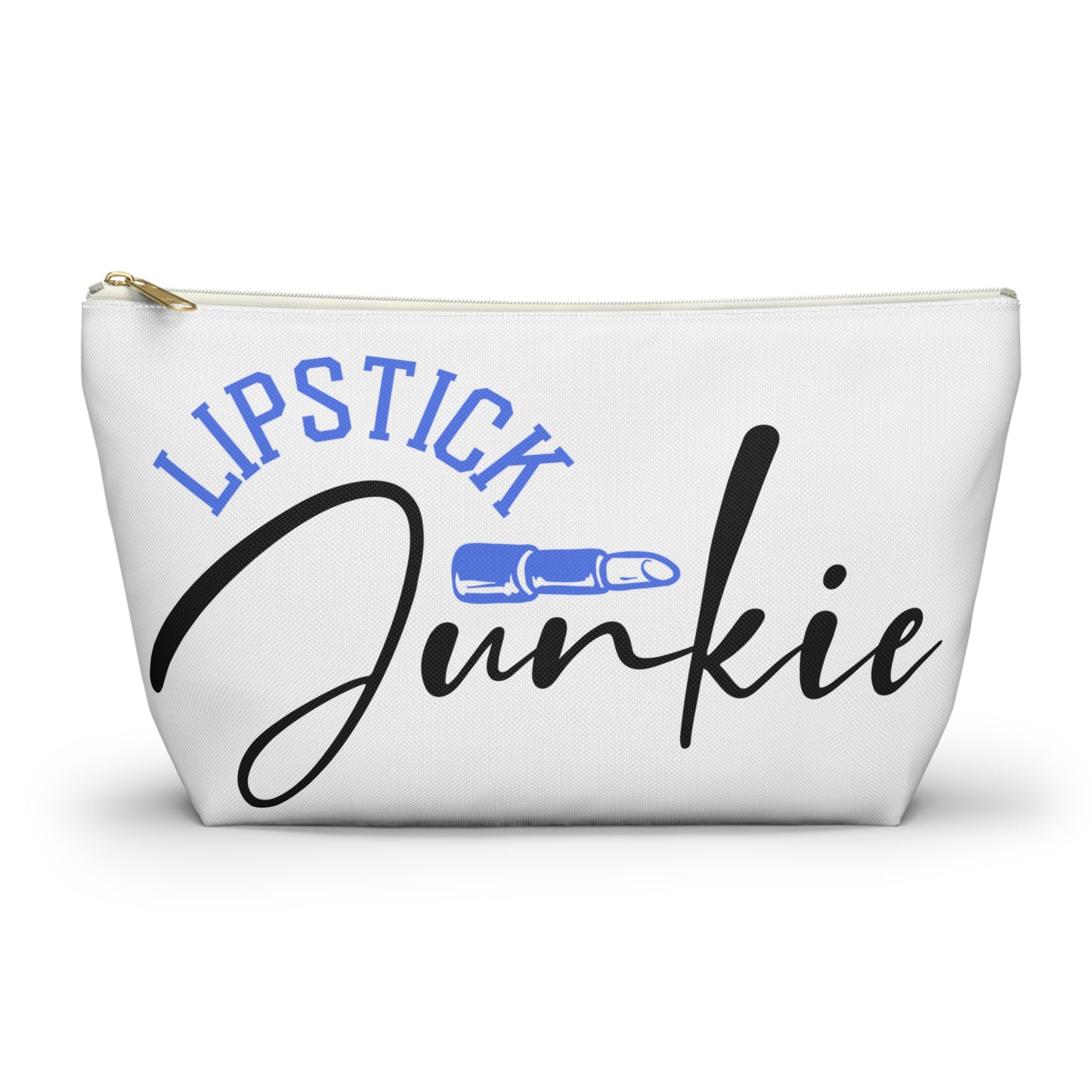 Accessory Pouch – "Lipstick Junkie" Blue Makeup Bag