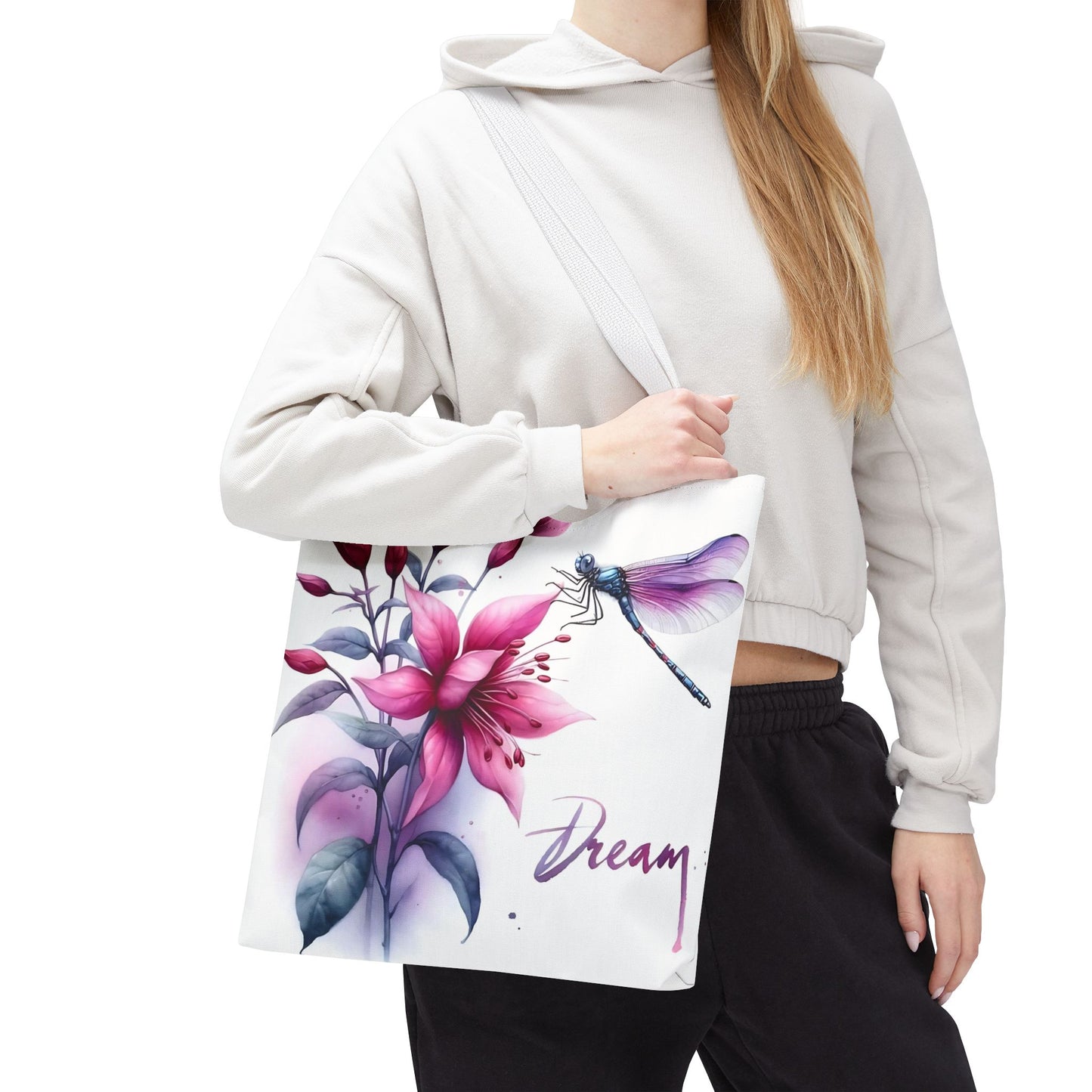 Bolso tote floral "Dream" con detalle de libélula: un bolso de mano inspirador y elegante