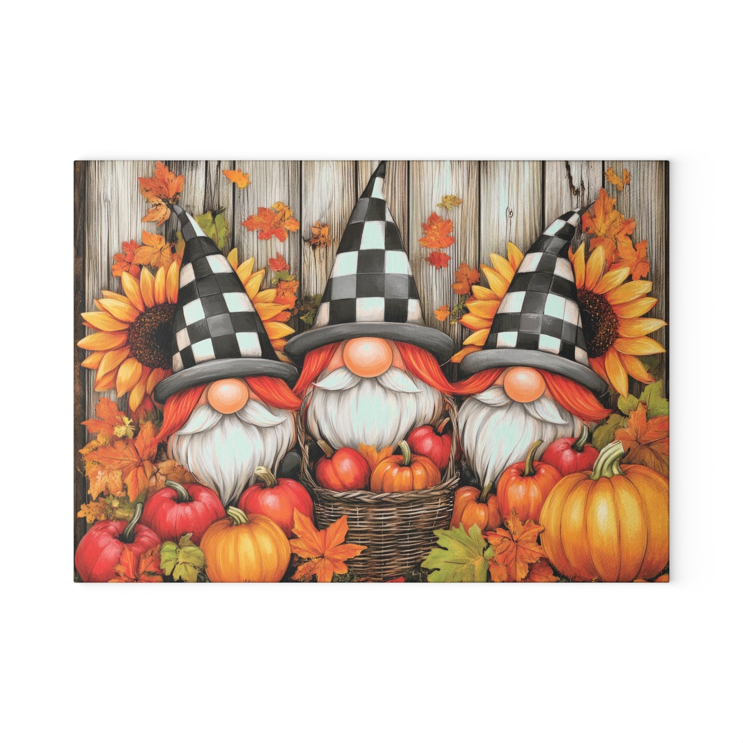 🎃 Autumn Gnome Trio Cutting Board – Harvest Cheer with a Whimsical Twist 🧙‍♂️🌻