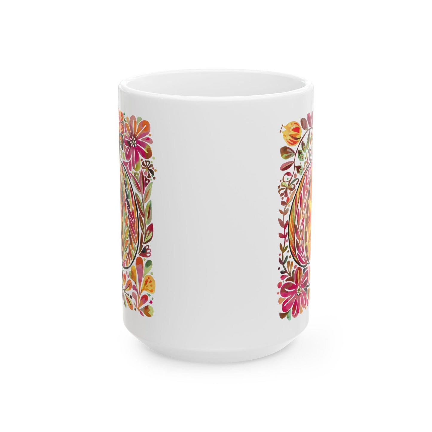 🎃🌸 Floral Pumpkin Mug – Autumn Harvest Coffee Cup 🍂☕