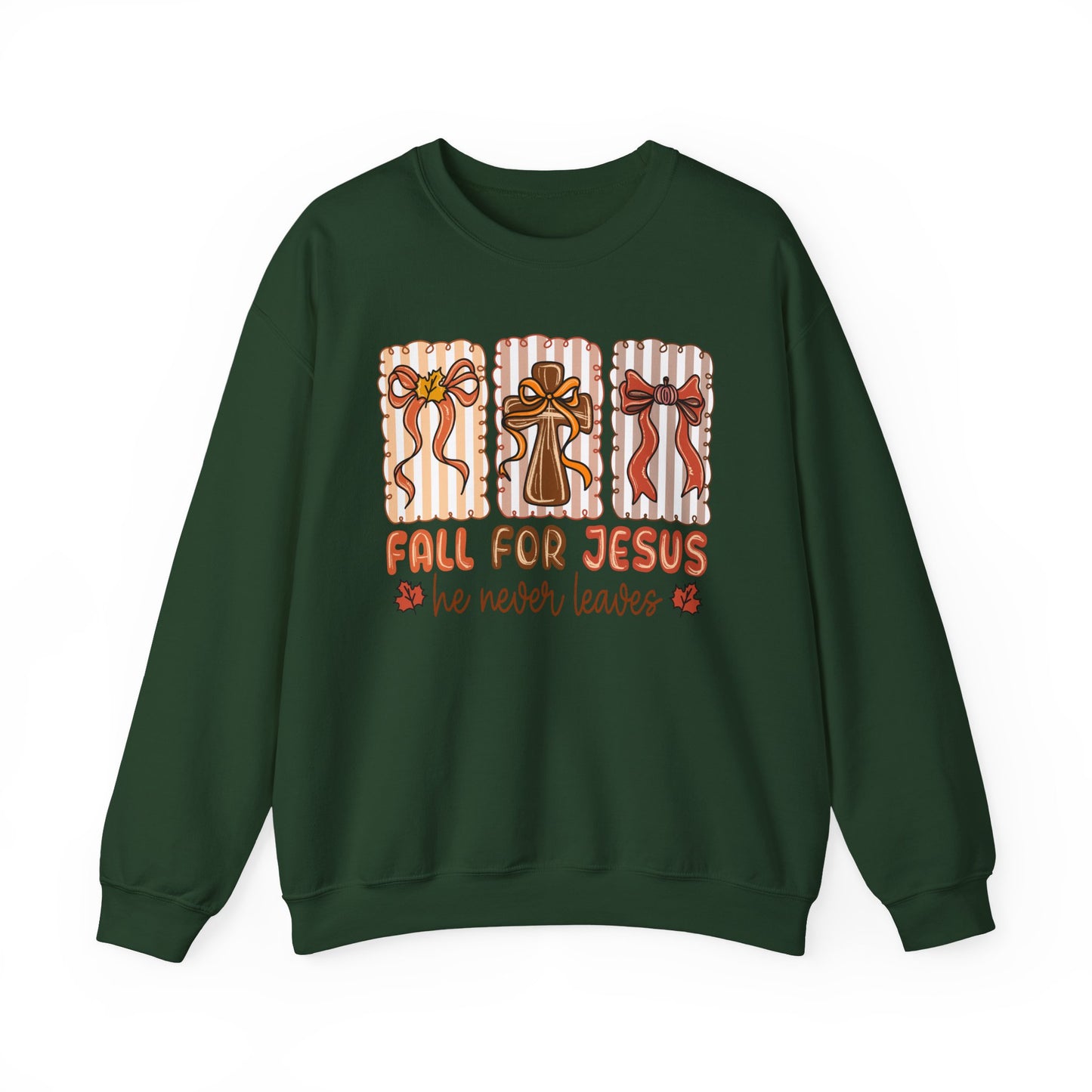 🍂✝️ Fall For Jesus – “He Never Leaves” Sweatshirt