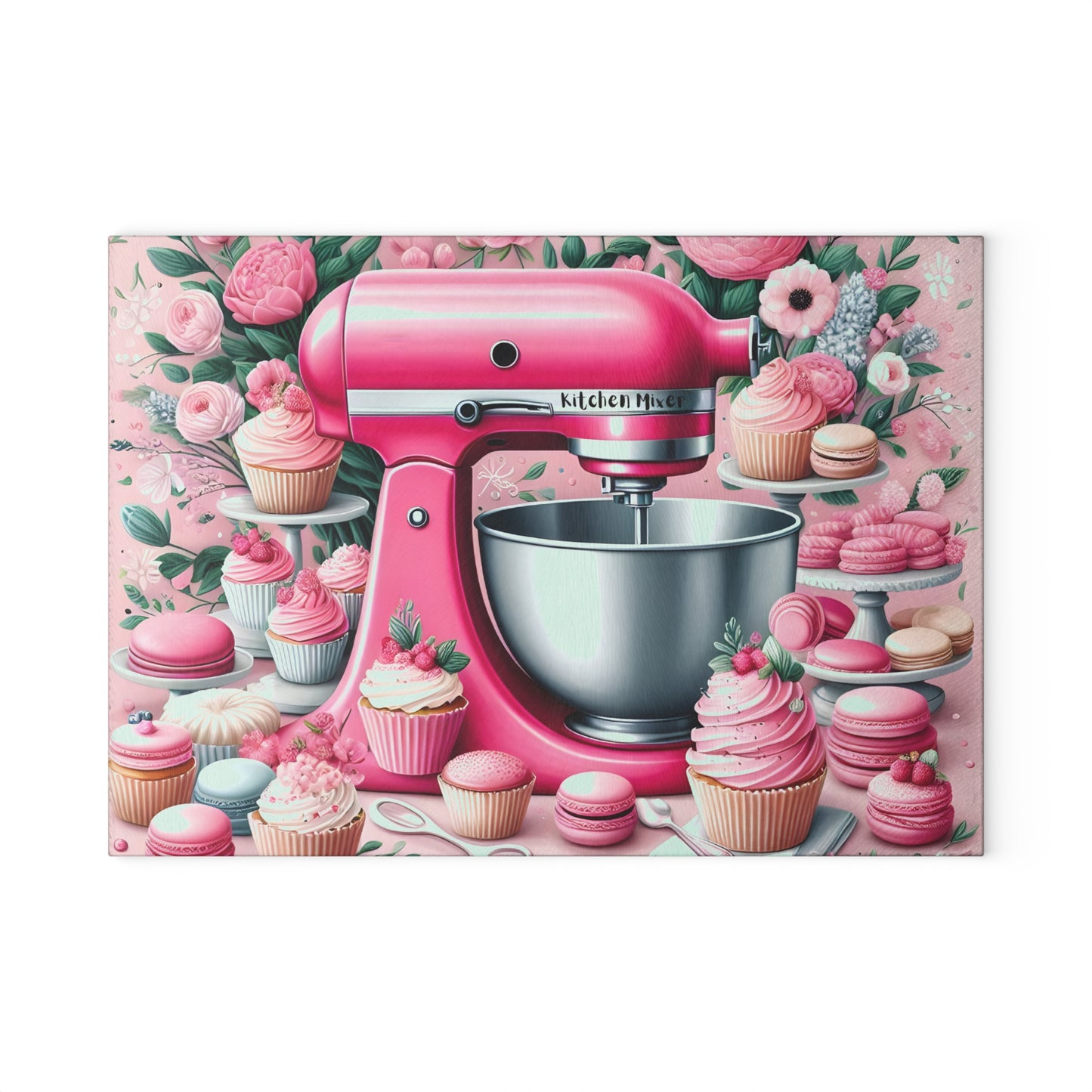 🌸💖 Pink Kitchen Mixer Cutting Board – Whimsical Baking Charm for Your Kitchen 🍰✨