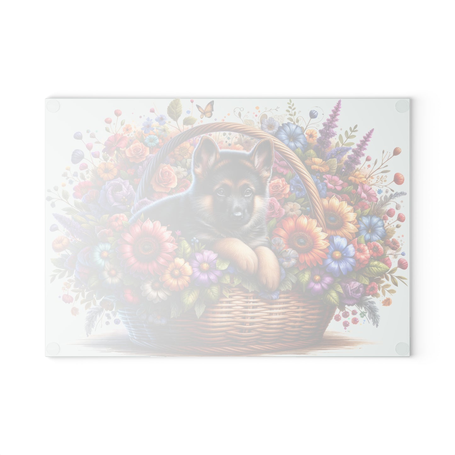 🐾🌼 German Shepherd in Bloom Cutting Board – Rustic Elegance for Your Kitchen 🌸