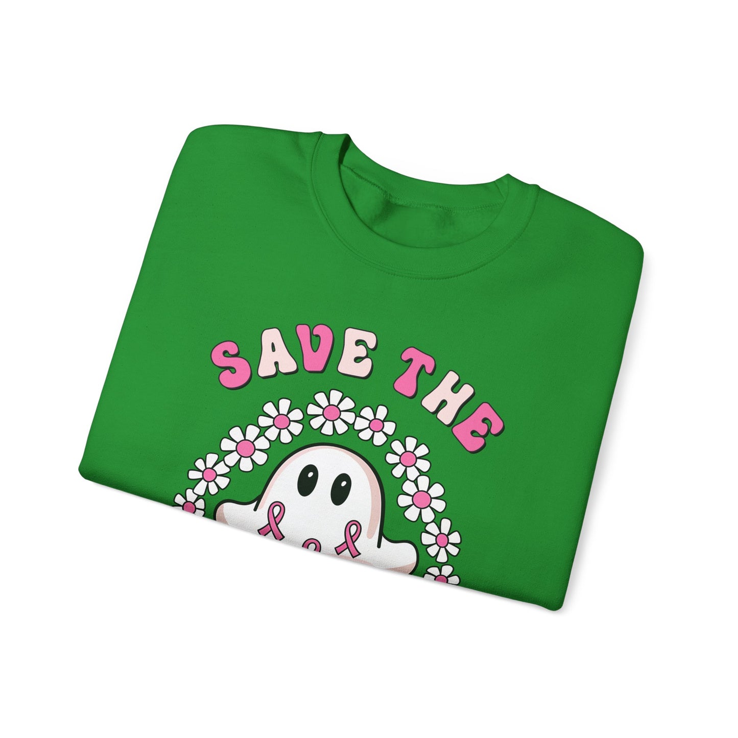 👻🎀 Save the Boobies Ghost Sweatshirt – Cute Breast Cancer Awareness Crewneck