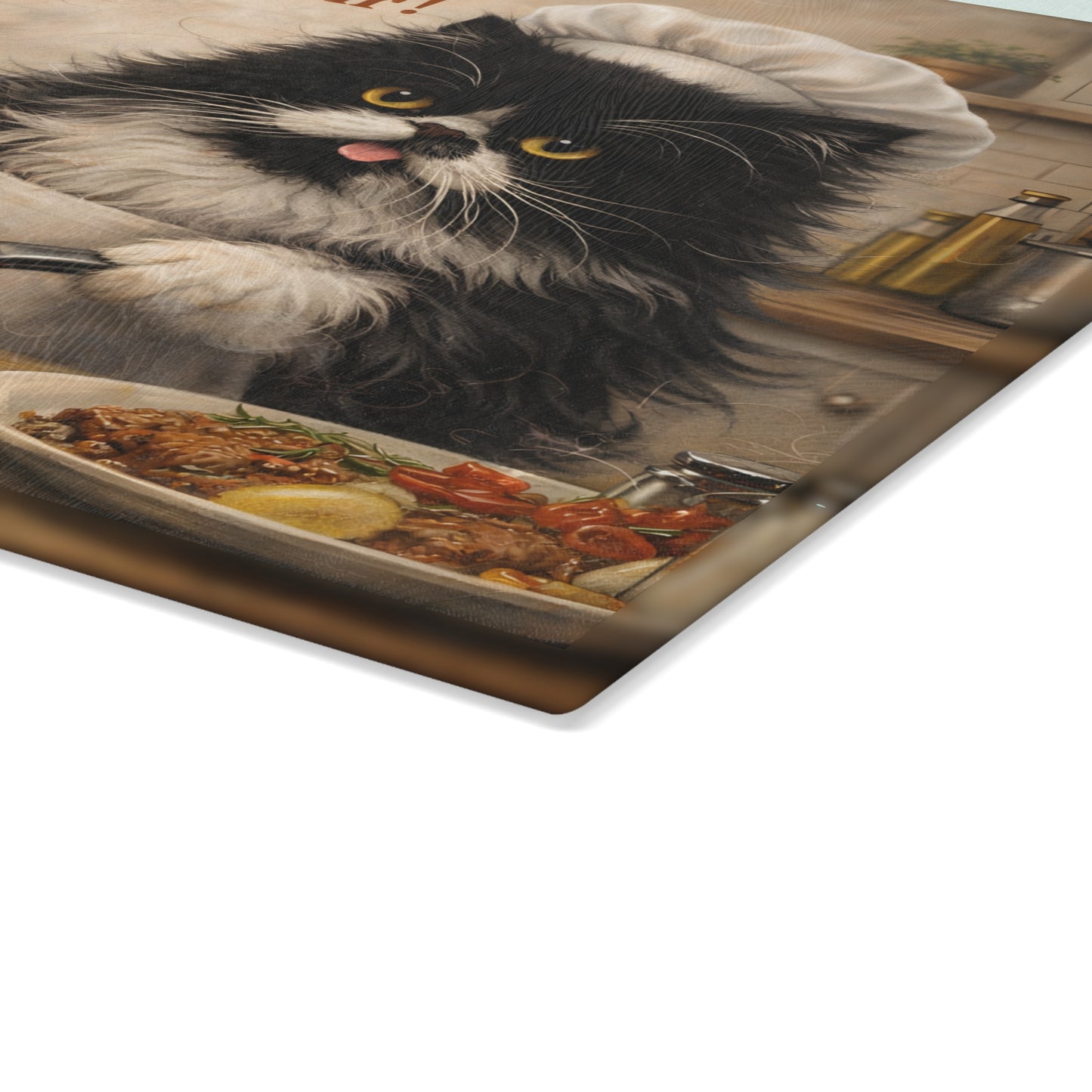 Made with Love and a Little Cat Hair Glass Cutting Board – Funny Cat Kitchen Art