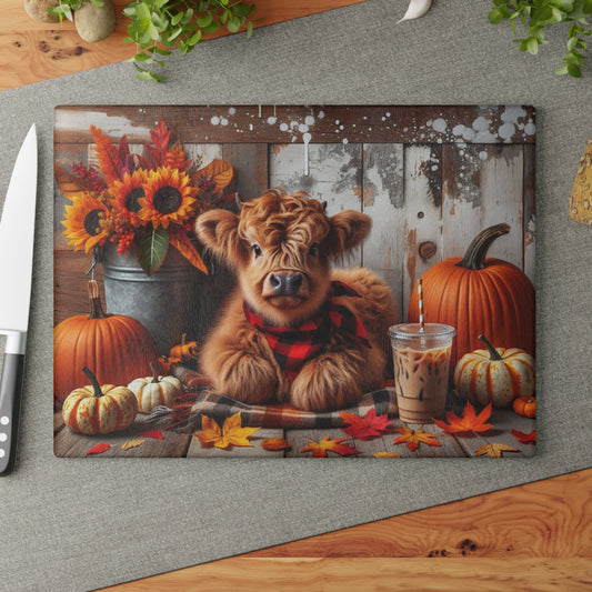 🐮 Autumn Highland Calf Cutting Board – Cozy Fall Vibes & Country Charm for Your Kitchen