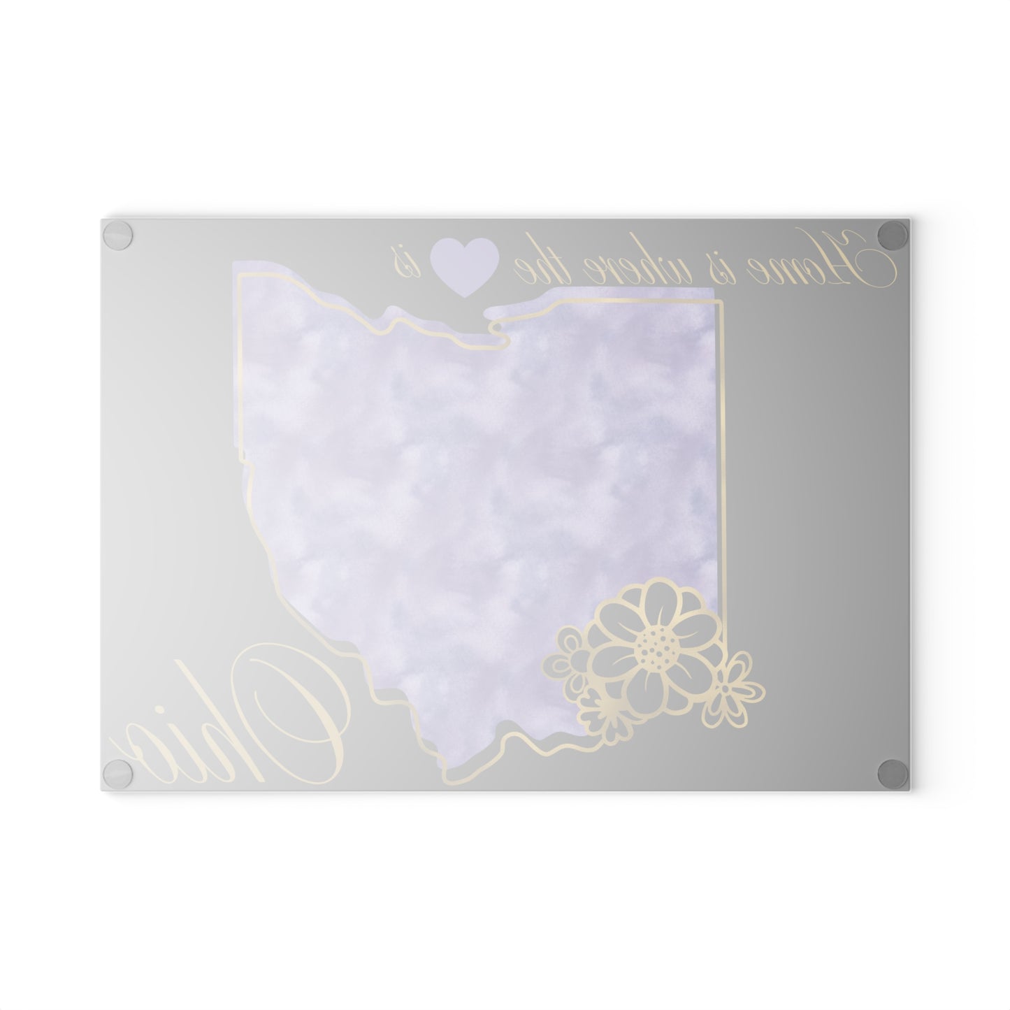 💜 Ohio State Cutting Board – Soft Purple Pride with Floral Heart Elegance