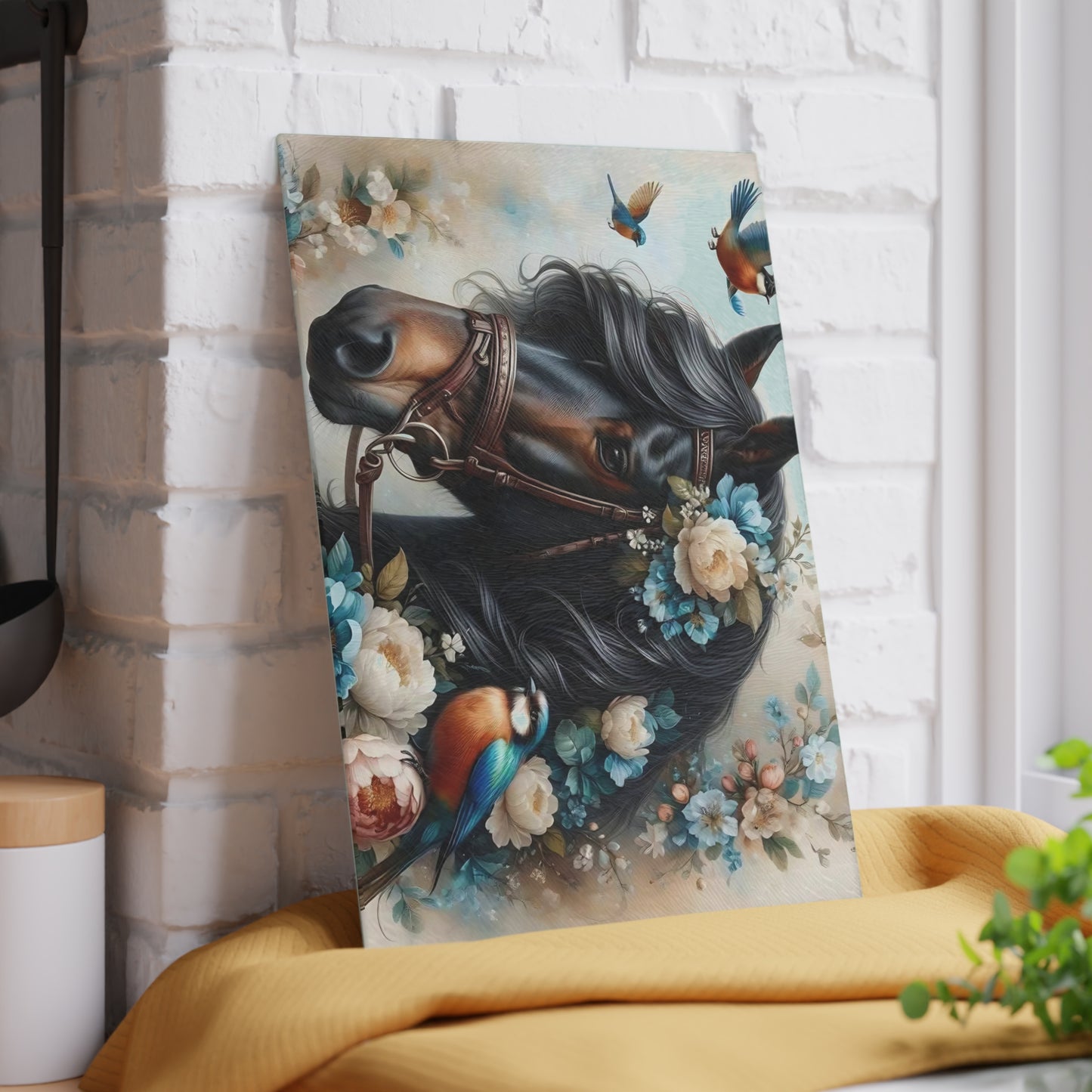 Hermosa tabla de cortar de caballo, tabla de cortar de vidrio templado, tabla de charcutería, tabla de cortar, regalo de inauguración de la casa, tabla de cortar personalizada