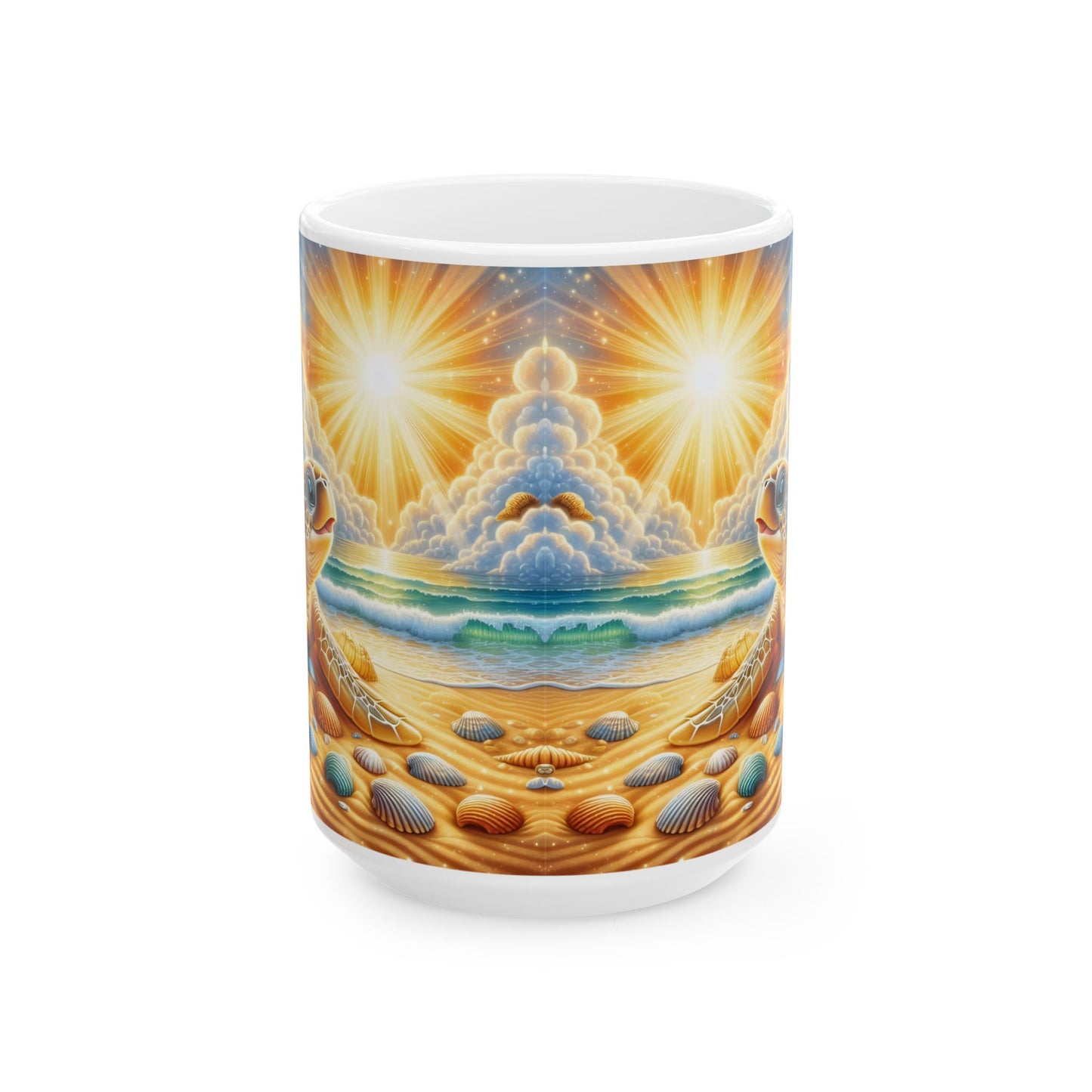 🌻🐢 Personalized Sunflower & Sea Turtle Mug – Coastal Sunshine Coffee Cup 🌊☕