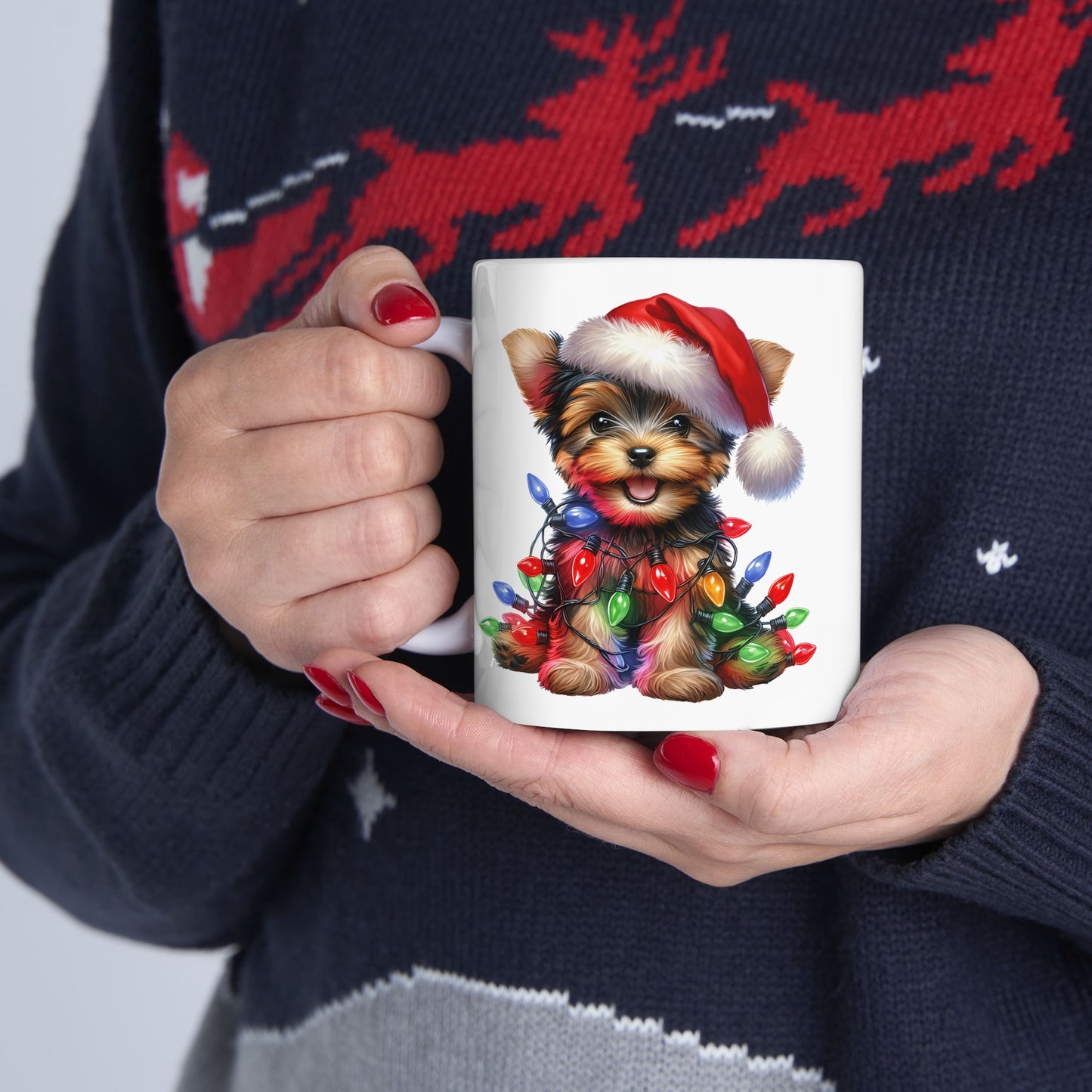 🎄 Yorkshire Terrier Christmas Mug – Holiday Cheer Wrapped in Puppy Cuteness 🎅