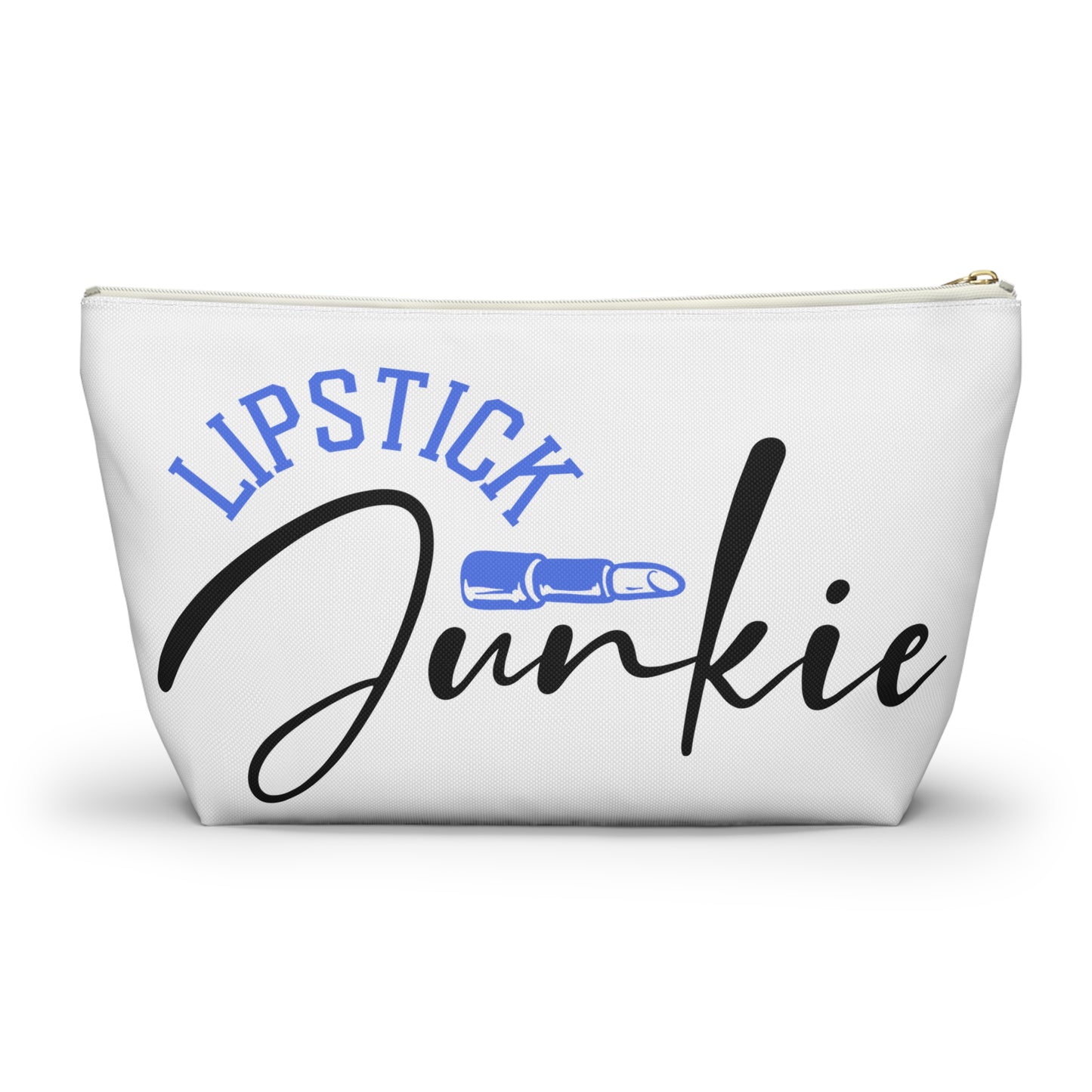 Accessory Pouch – "Lipstick Junkie" Blue Makeup Bag