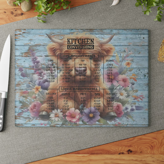 Tabla de cortar de vaca, tabla de cortar de vidrio con diseño de vaca de las Highlands, decoración de cocina con diseño de vaca, tabla de cortar para regalo de casa nueva, tabla de charcutería, regalos de vaca de las Highlands