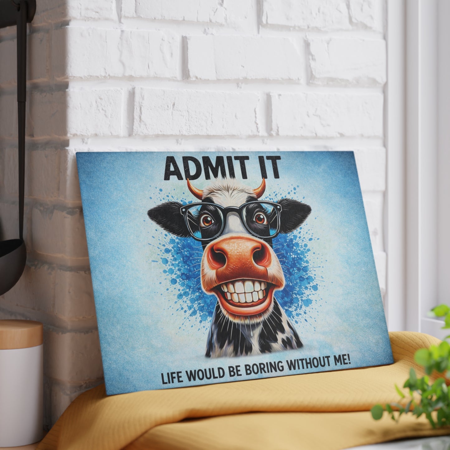 Admit It Cow Glass Cutting Board – Funny Farm Animal Kitchen Decor