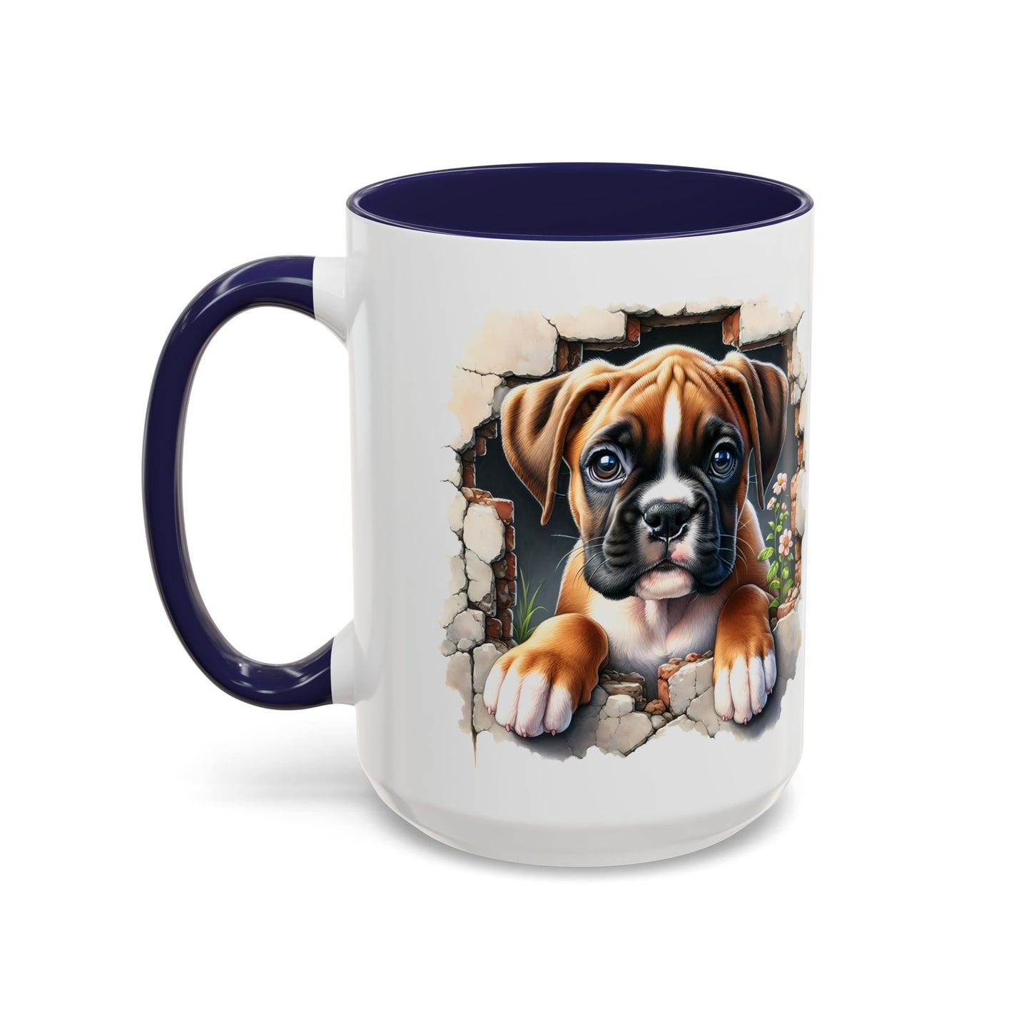 🐶☕ Boxer Puppy Peek Accent Mug – Adorable Dog Lover Gift ✨💛