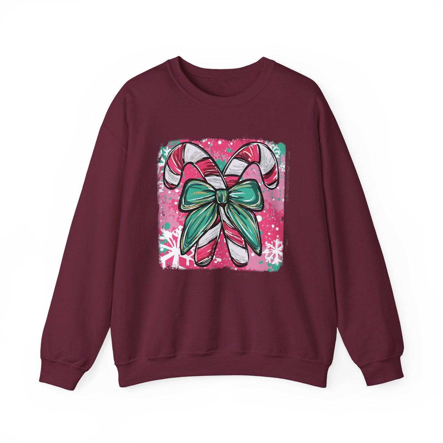 🍭✨ Candy Cane Bow Sweatshirt – Sweet Holiday Style 💖🎀