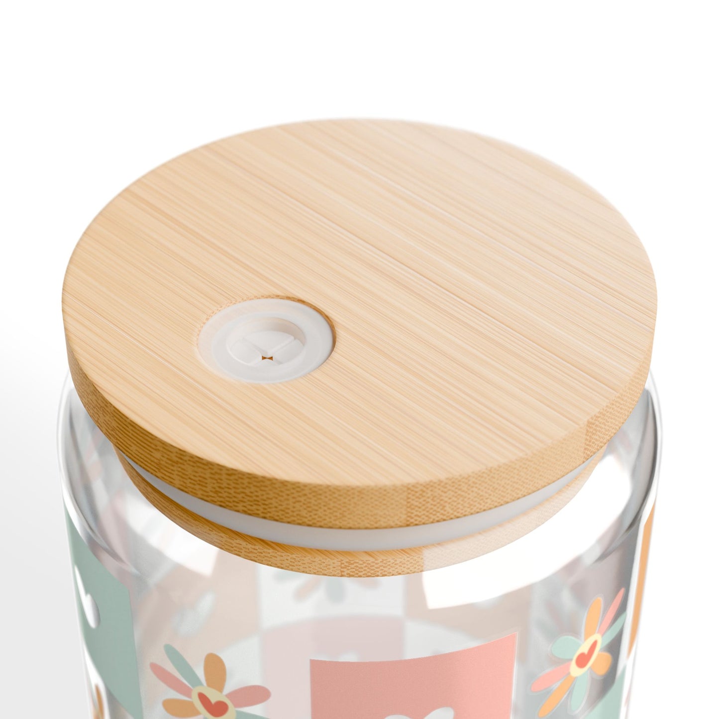 🧡🌼 Pastel Hearts & Flowers Sipper Glass – Retro Charm for Every Sip 💗✨