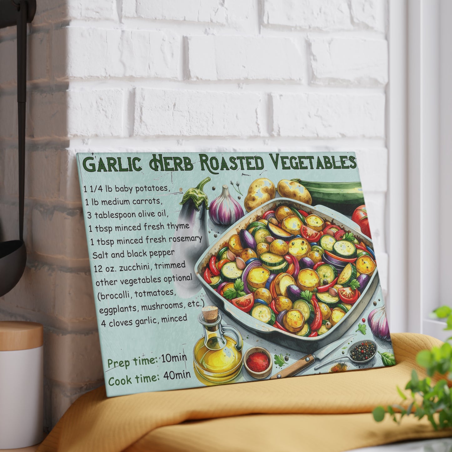 🥔🌿 Garlic Herb Roasted Vegetables Cutting Board – Flavorful Kitchen Art for Everyday Cooking 🍅
