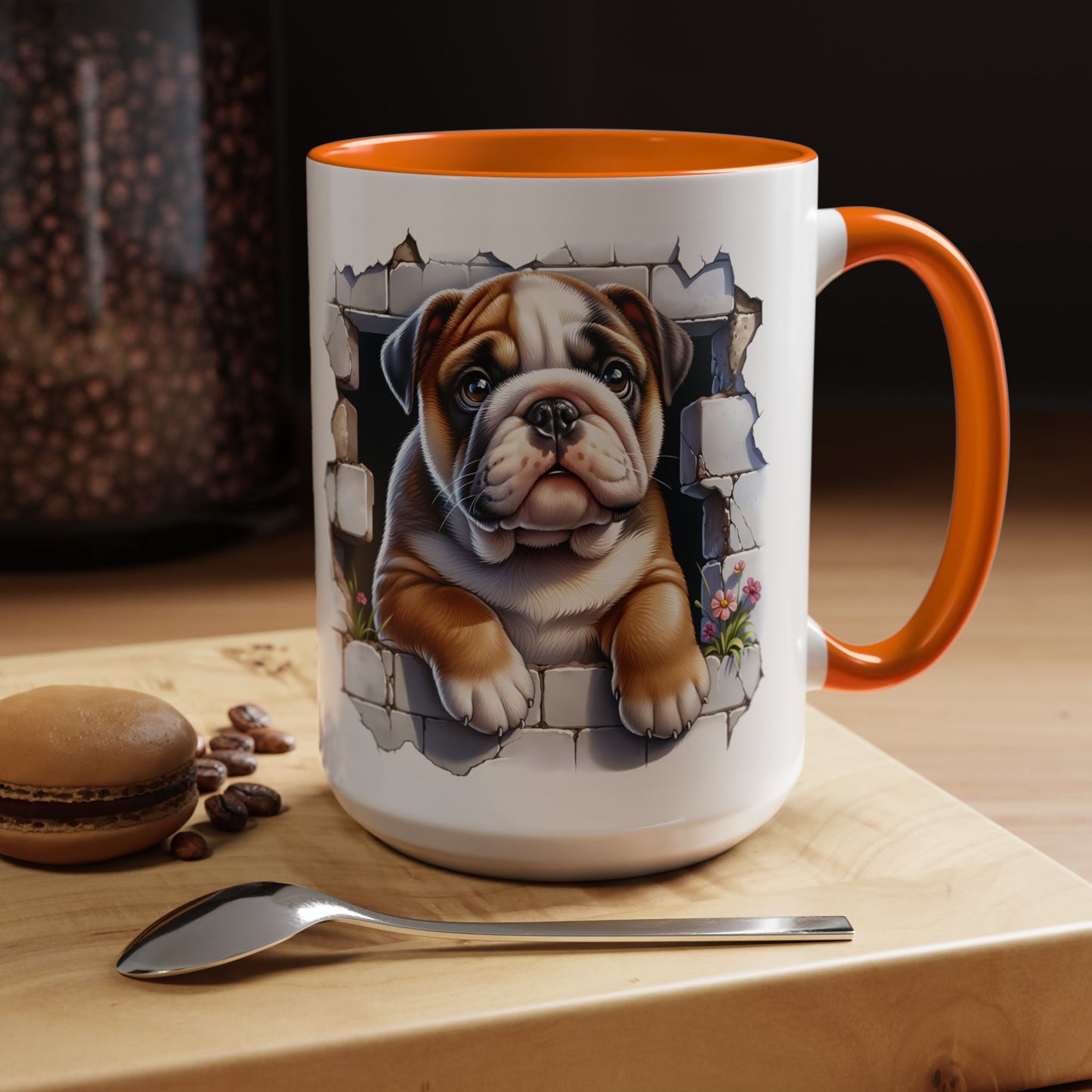 🐶☕ English Bulldog Puppy Accent Mug – Adorable Breakthrough Pup Design ✨rs (11/15oz)