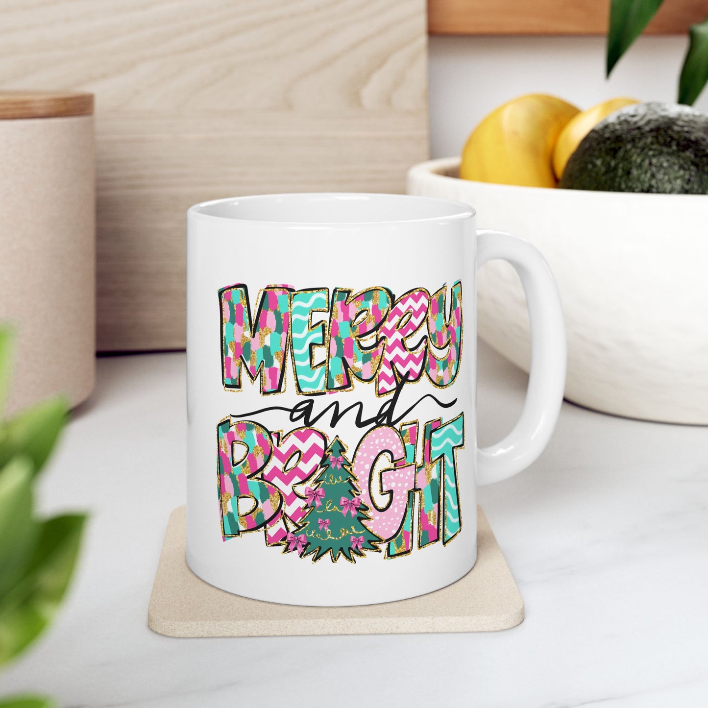 ☕ Merry and Bright Mug – Whimsical Colors & Holiday Cheer in Every Sip 🎄💖