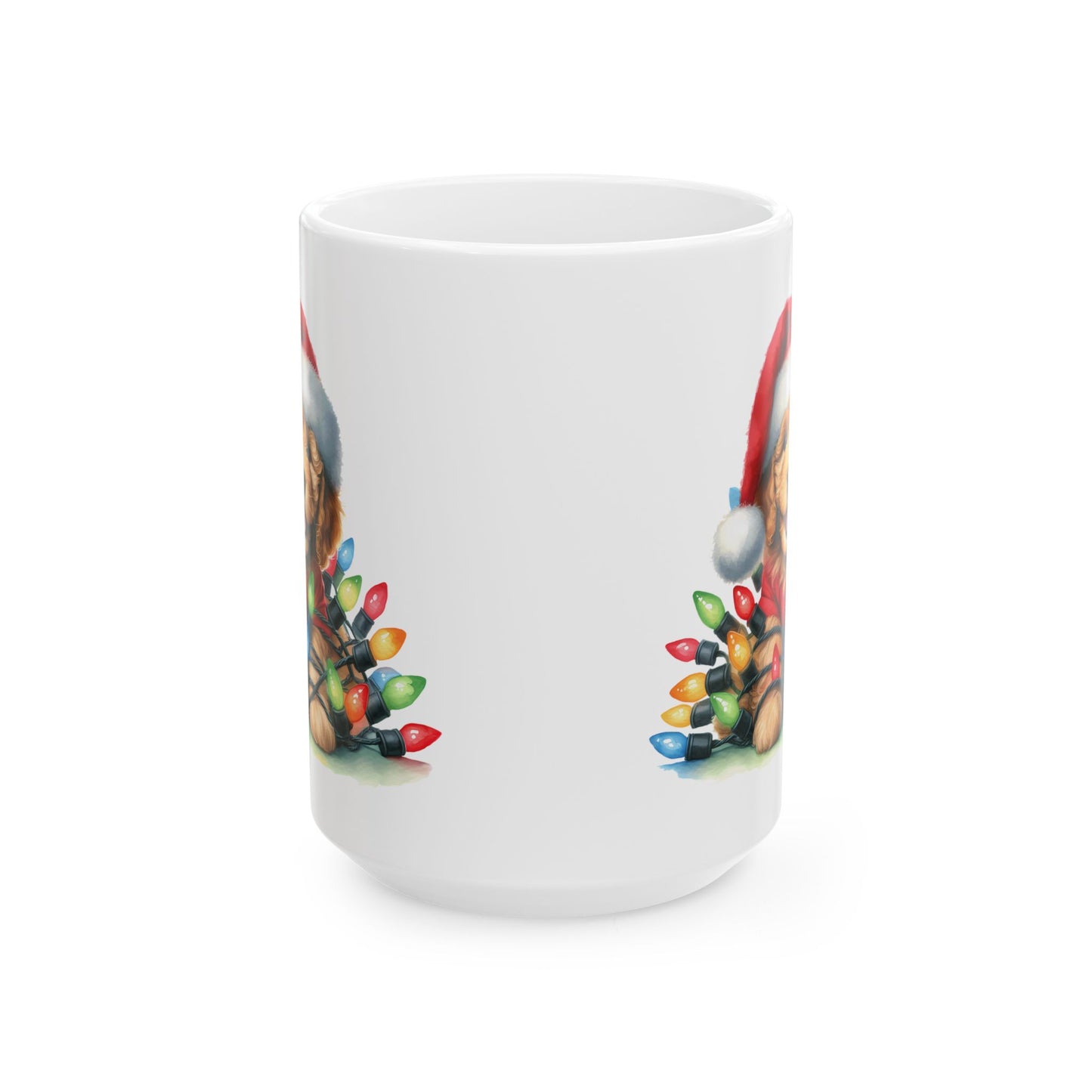 🎄 Doodle Christmas Lights Mug – Holiday Cheer with a Fluffy Twist! ☕🐶