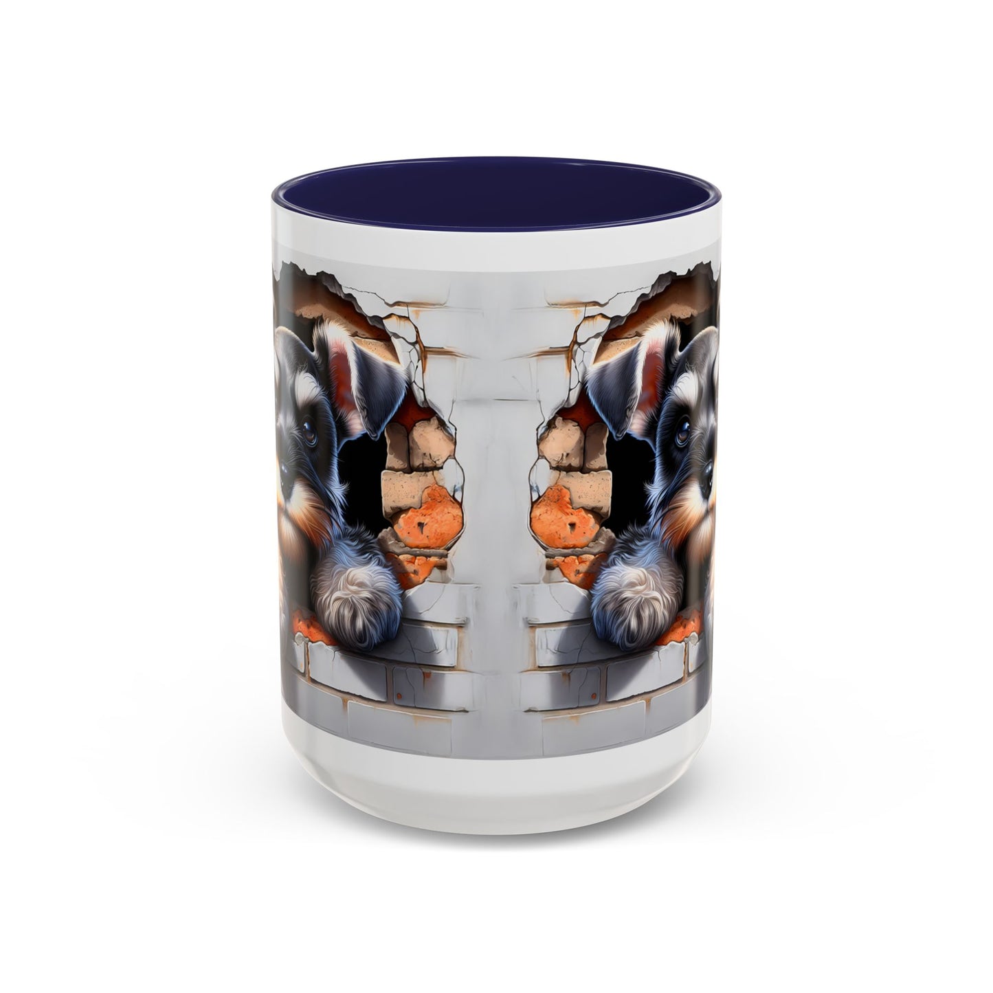 🎀🐶 Schnauzer Puppy Accent Mug – Cute Peek-Through Dog Design for Animal Lovers ☕💖