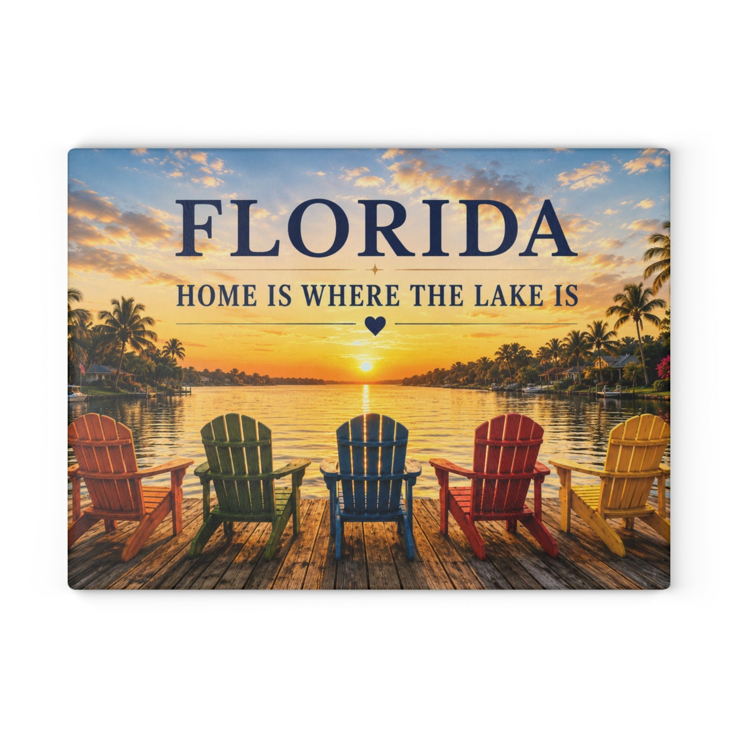 Florida Lake Glass Cutting Board – Home Is Where the Lake Is Kitchen Decor