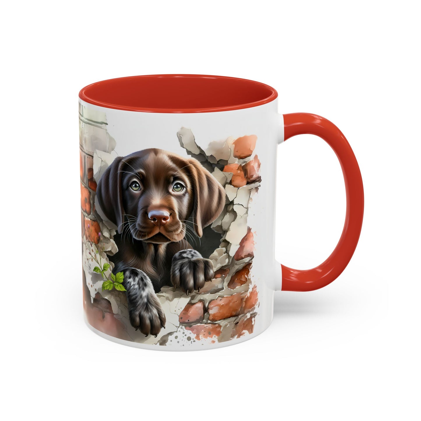🐶🍫 Chocolate Lab Puppy Accent Mug – Sweet Brown Pup Coffee Cup ☕💛