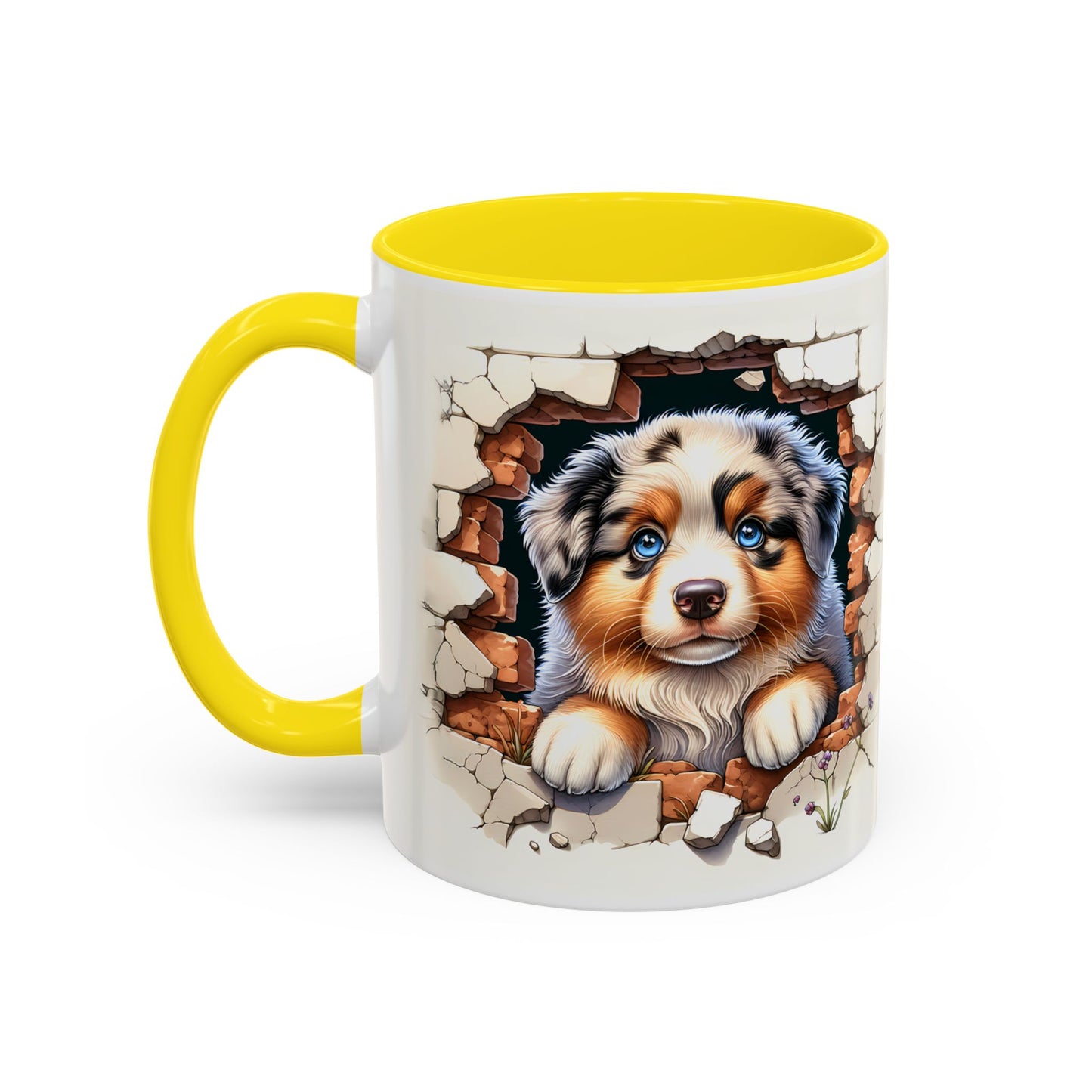 🐾☕ Australian Shepherd Puppy Peek Accent Mug – Blue-Eyed Beauty Dog Lover Gift ✨💙