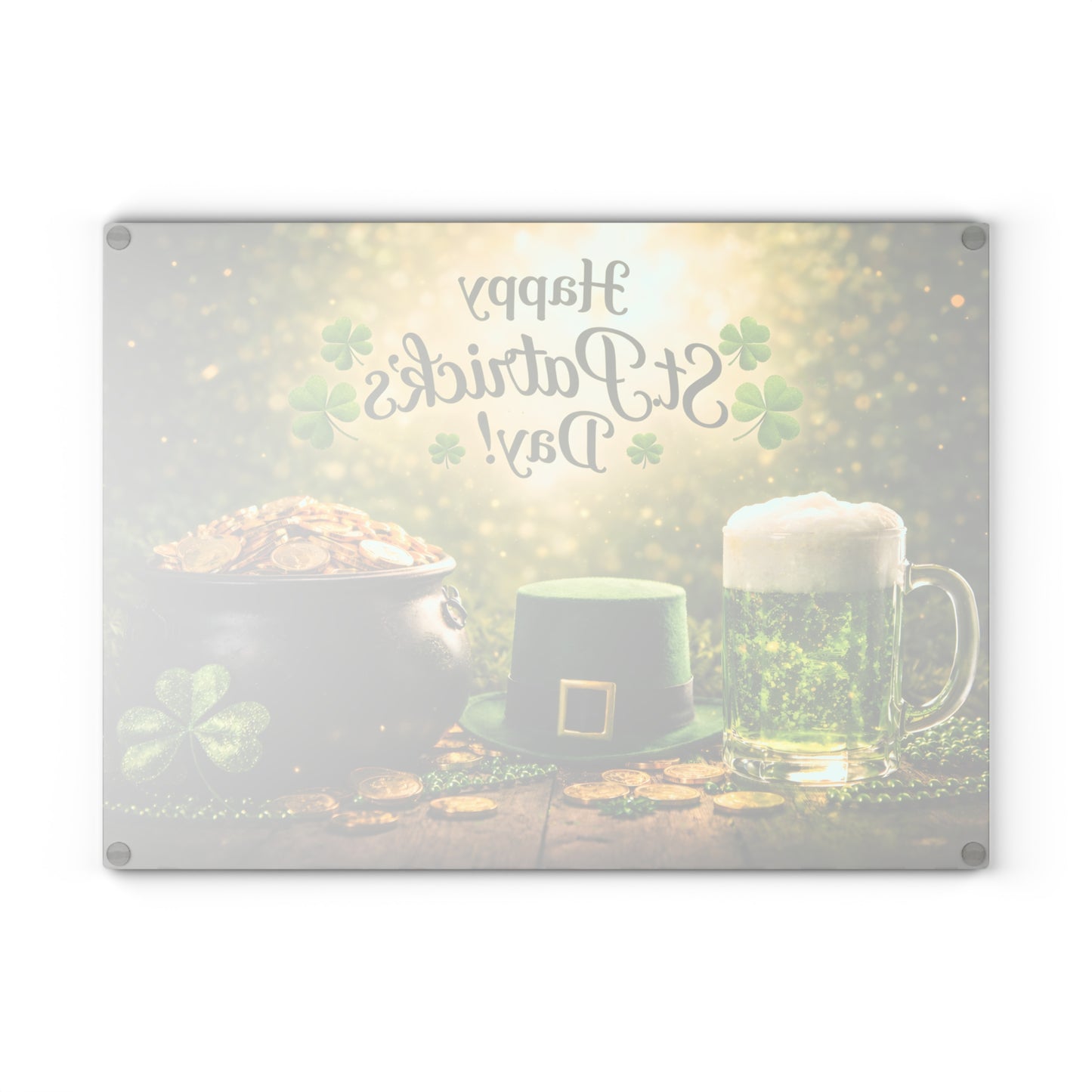Happy St. Patrick’s Day Glass Cutting Board – Festive Irish Kitchen Decor