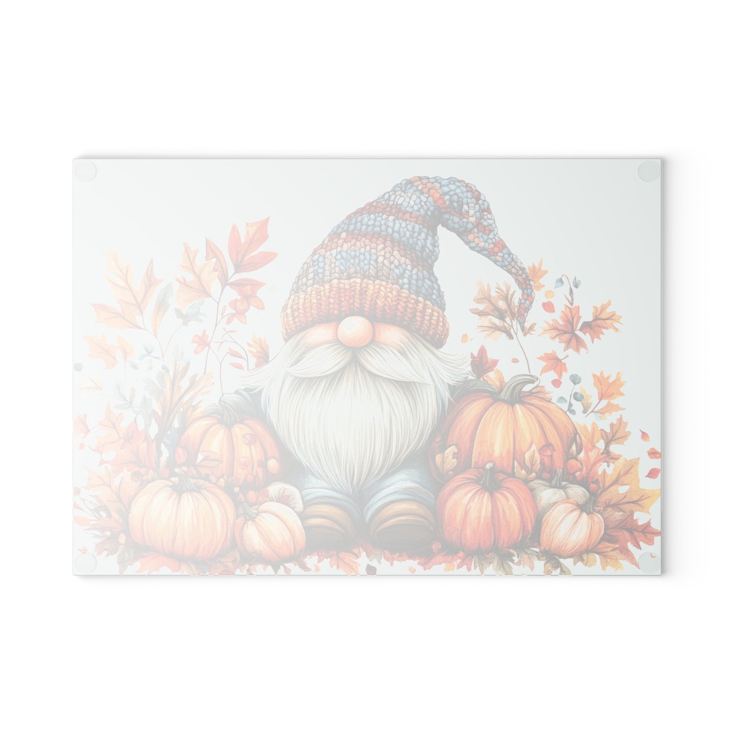 Tabla de cortar con gnomos otoñales y calabazas: un acogedor toque otoñal para tu cocina