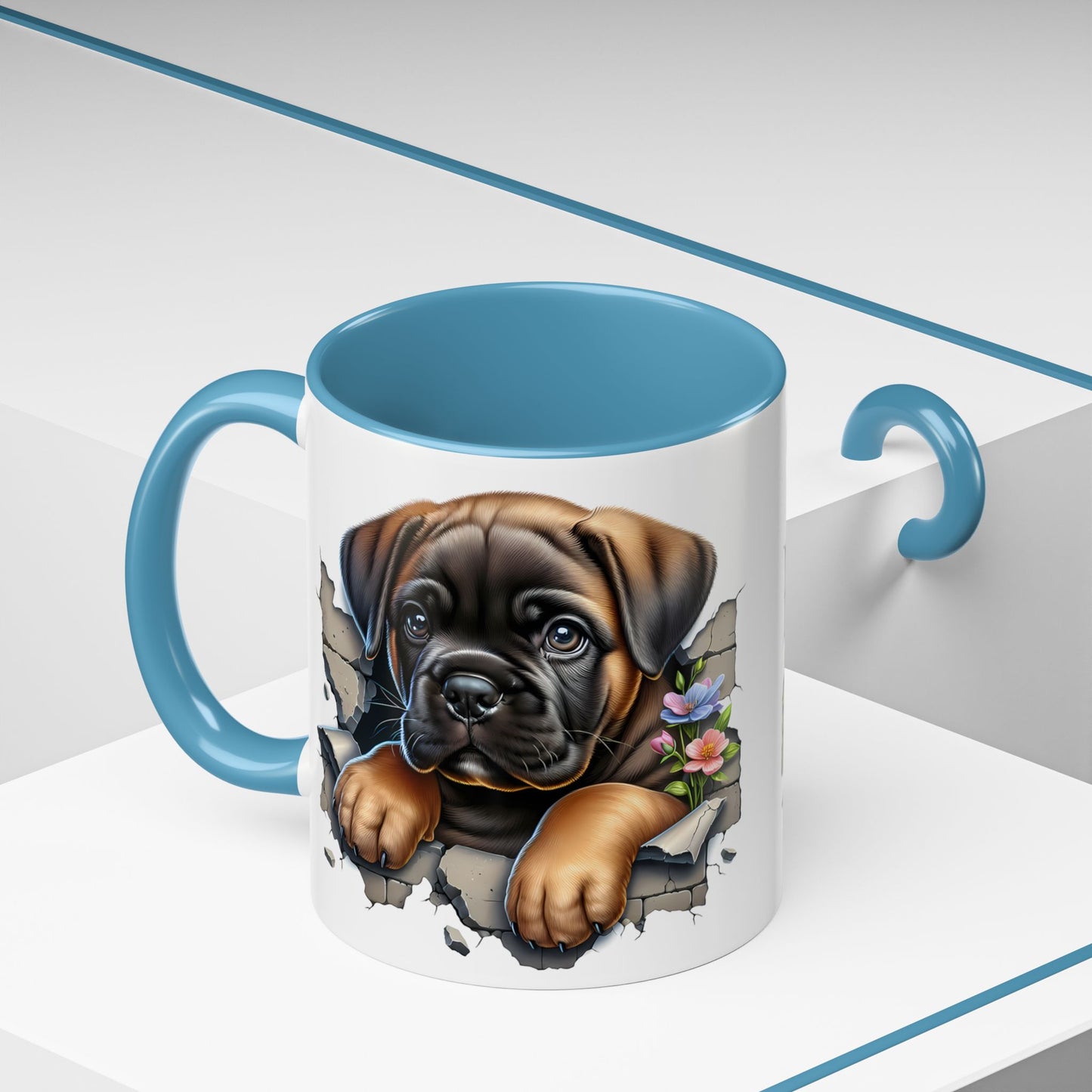 🧡 Boxer Puppy Accent Mug – Adorable Peek-Through Cup for Dog Lovers