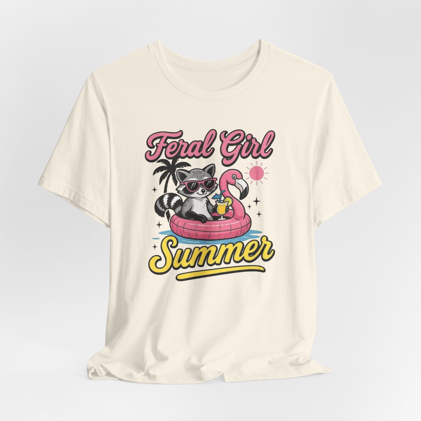 Camiseta de verano para chica salvaje: Mapache divertido con vuelo | Camiseta de verano para mujer