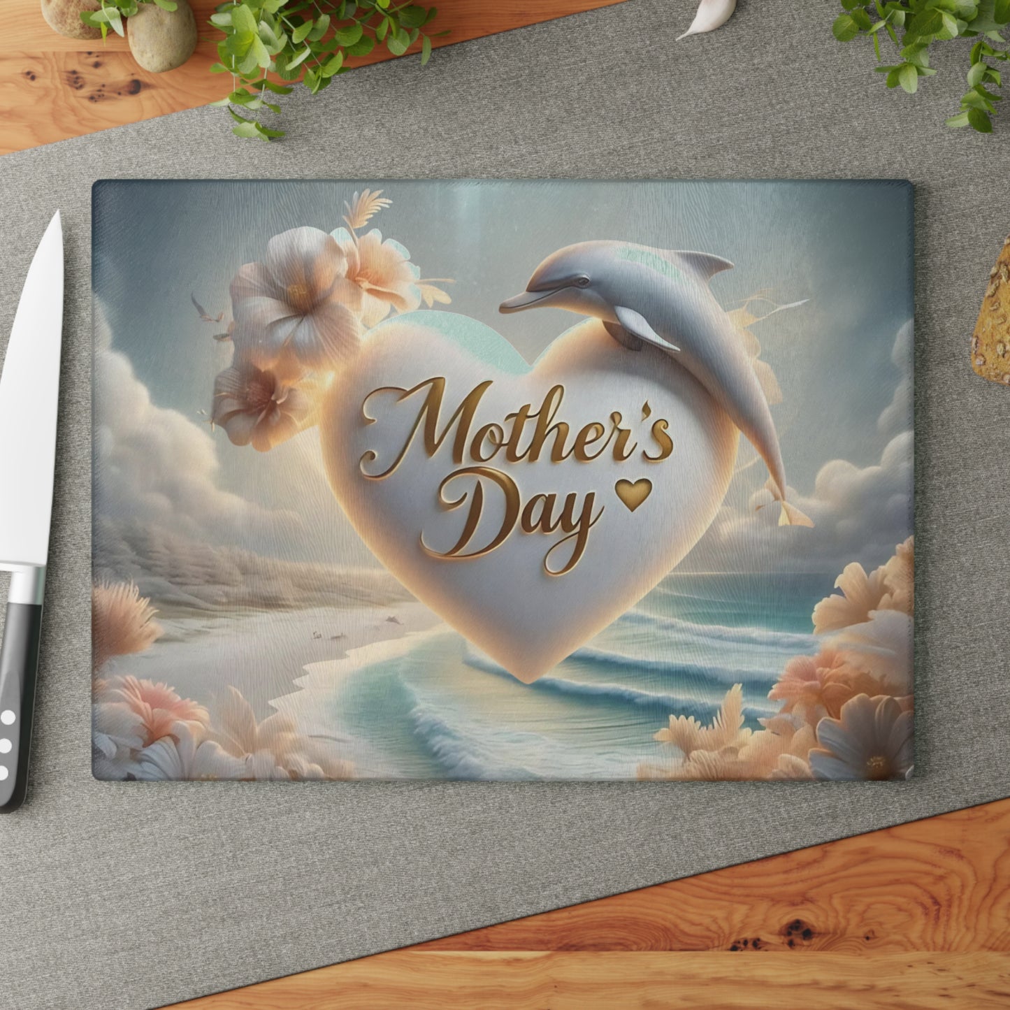 Dolphin Cutting Board, Vibrant Dolphin Scene Tempered Glass, Gift for Chef, Dolphin, Gifts for her, Wedding Housewarming Gift