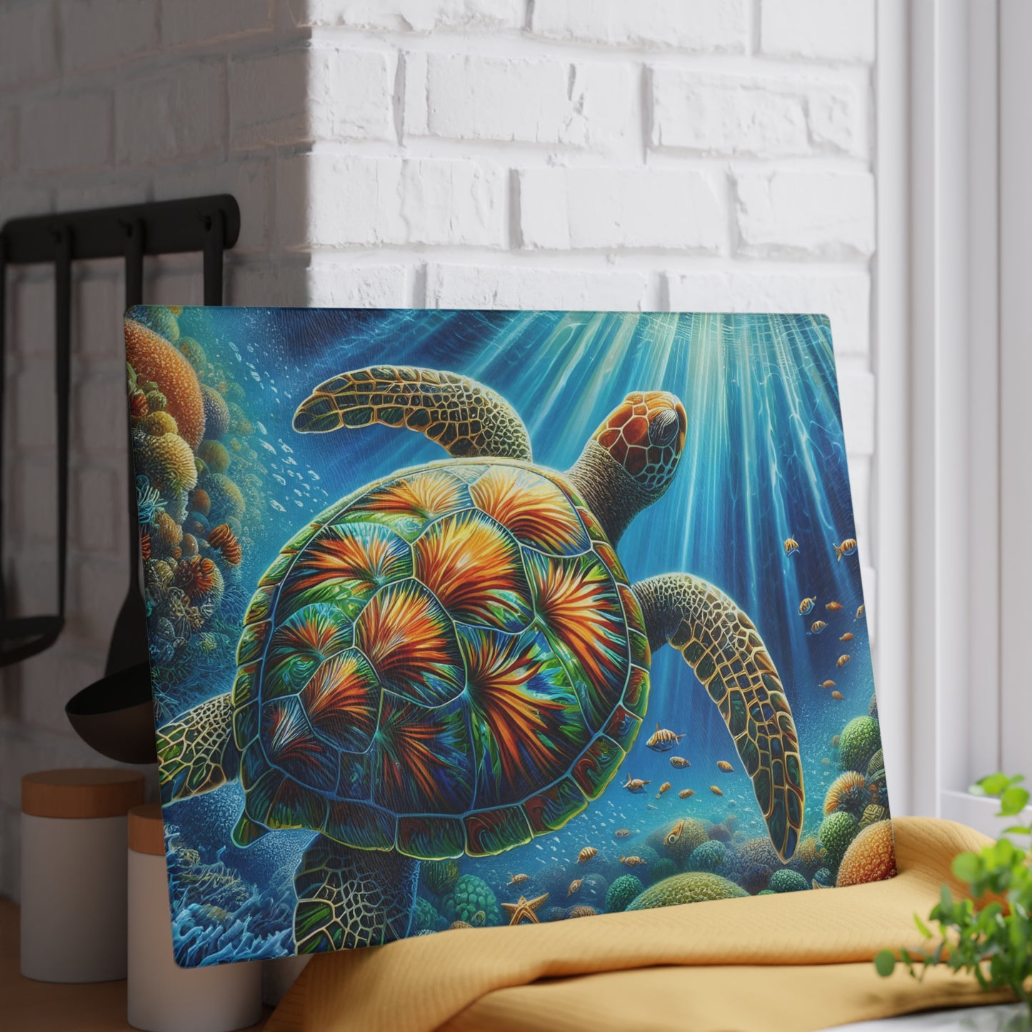 🐢 Vibrant Ocean Turtle Cutting Board – Splash of Color for Your Coastal Kitchen 🌊
