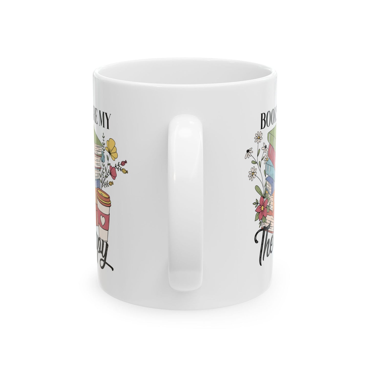 ☕📚 Book Lover’s Coffee Mug – Stacked Stories & Sips of Joy 🌼