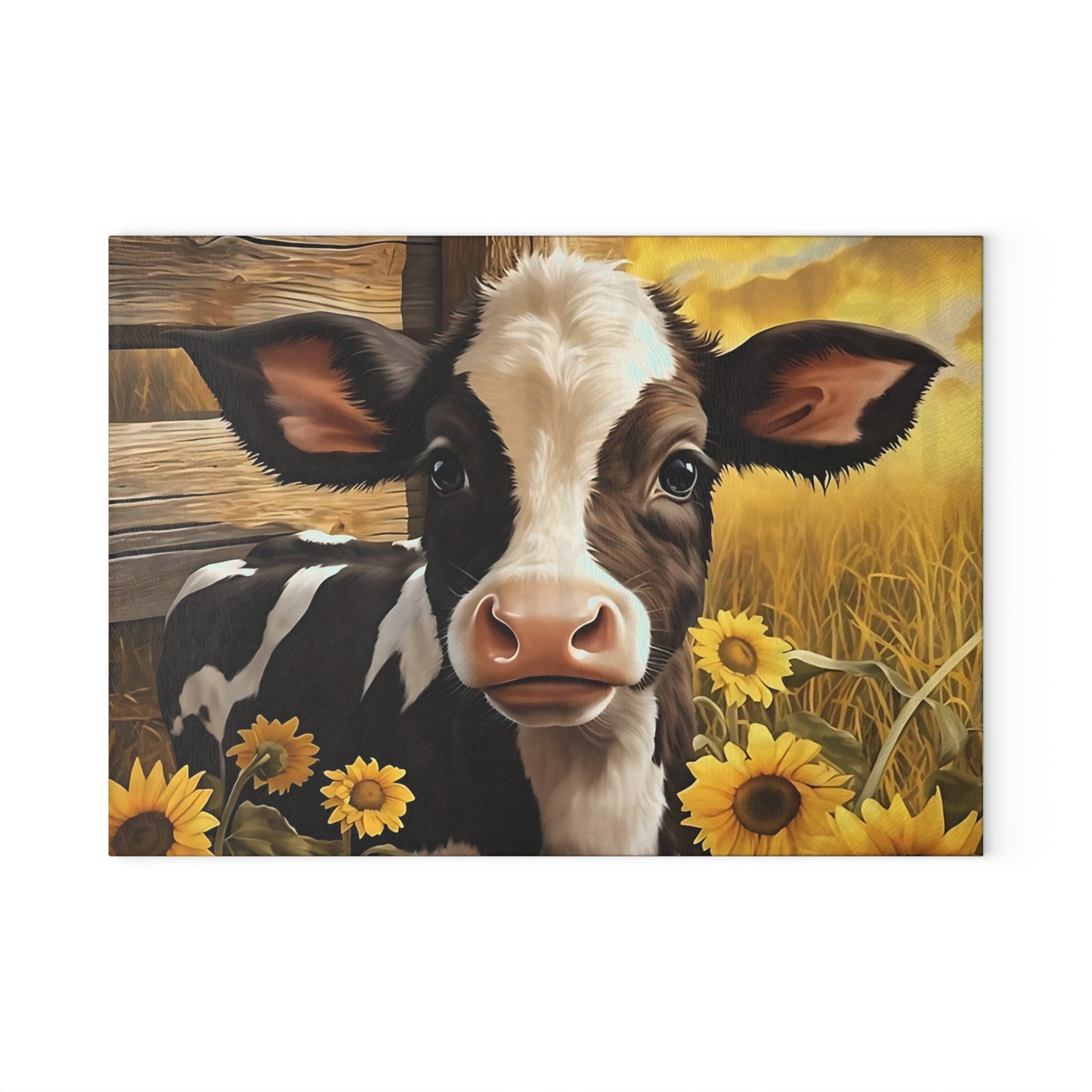 🐮🌻 Sunflower Calf Cutting Board – Rustic Farmhouse Beauty for Your Kitchen 🌾☀️