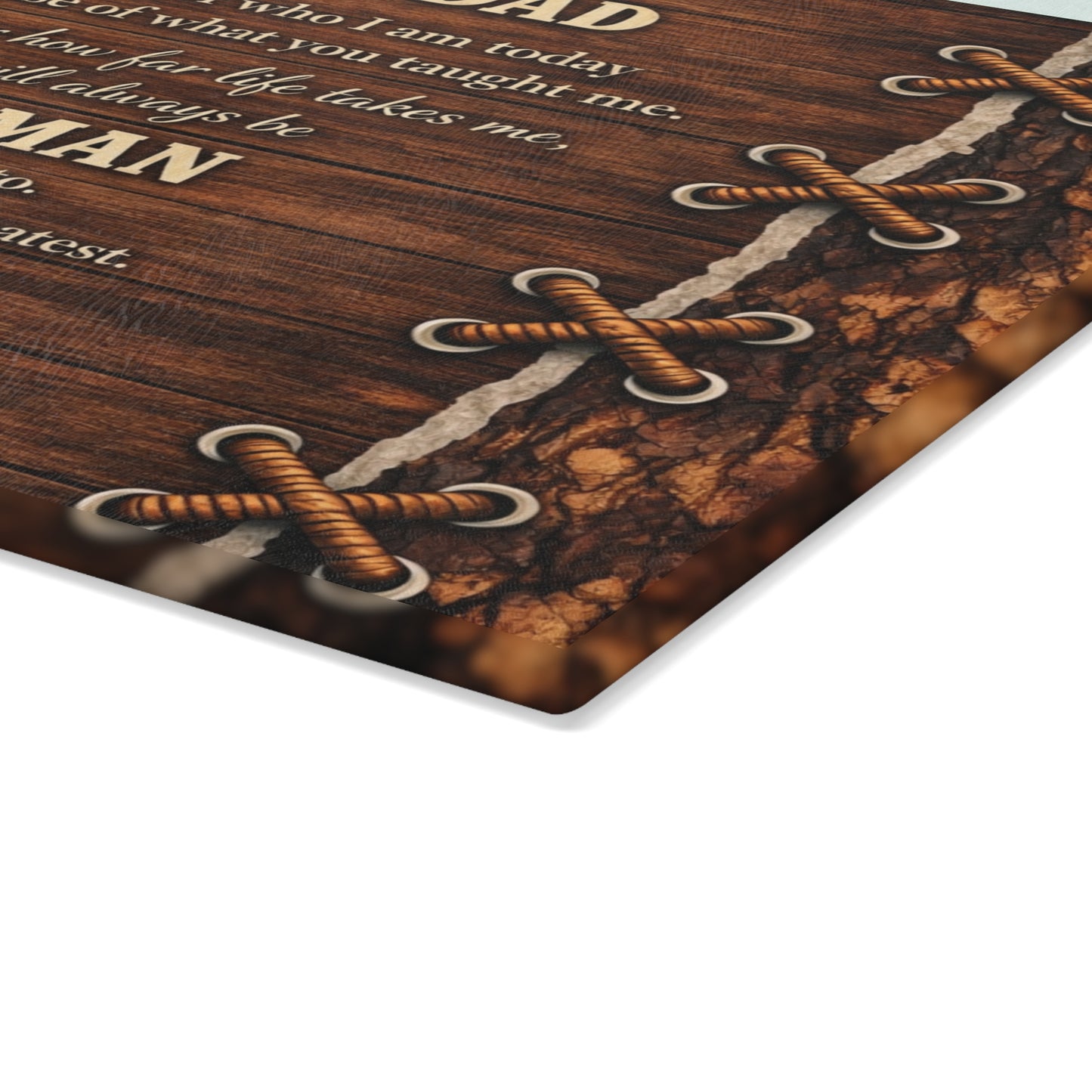 To My Dad Tribute Glass Cutting Board – Rustic Father Appreciation Kitchen Art
