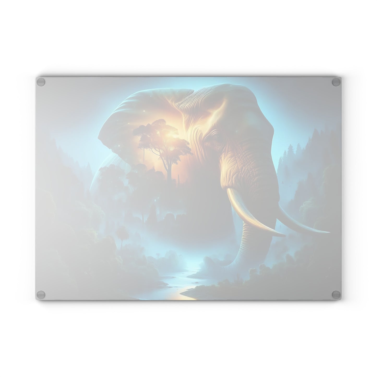 Tabla de cortar de vidrio templado con forma de elefante: presenta una impresionante representación artística de un elefante.