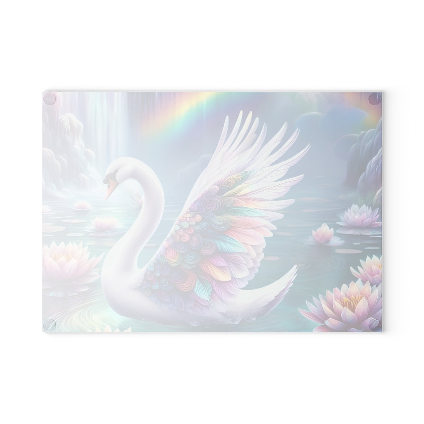 Swan Glass Cutting Board – Elegant Kitchen Decor | Tempered Glass Serving Board with Graceful Bird Design