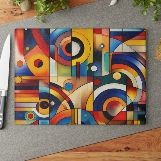 Modern Color Flow Abstract Glass Cutting Board