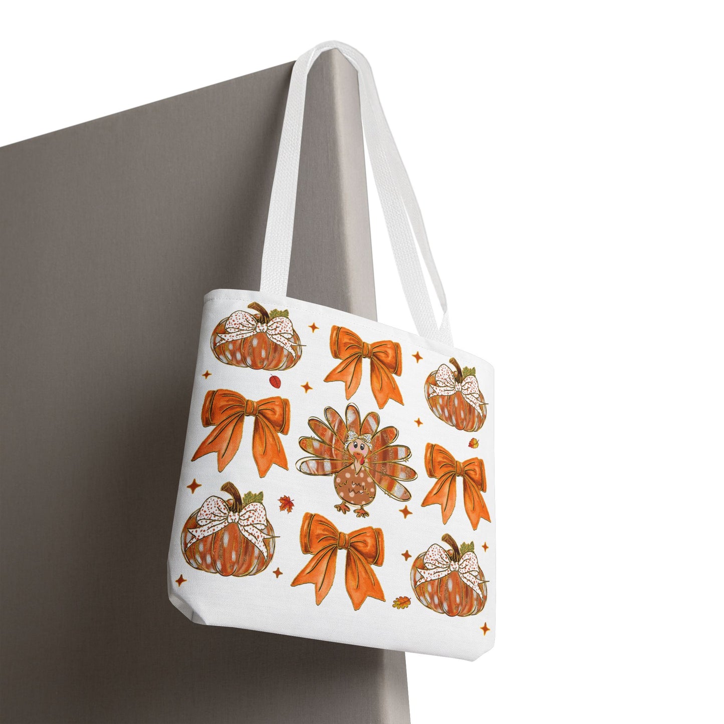 🎀 Girly Bows & Turkey Tote Bag – Cute & Cozy Thanksgiving Style 🦃🧡