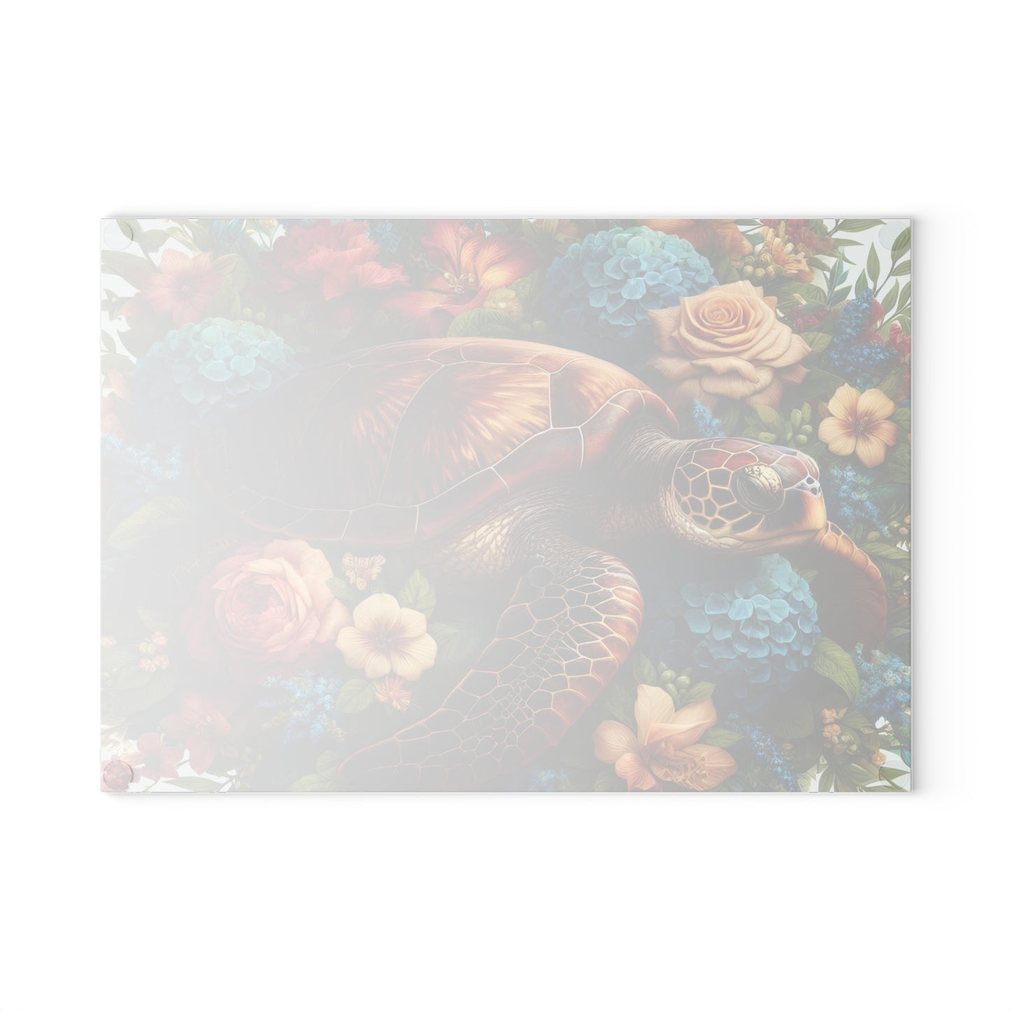 🐢🌺 Sea Turtle in Bloom Cutting Board – Ocean Serenity Meets Garden Elegance 🌊