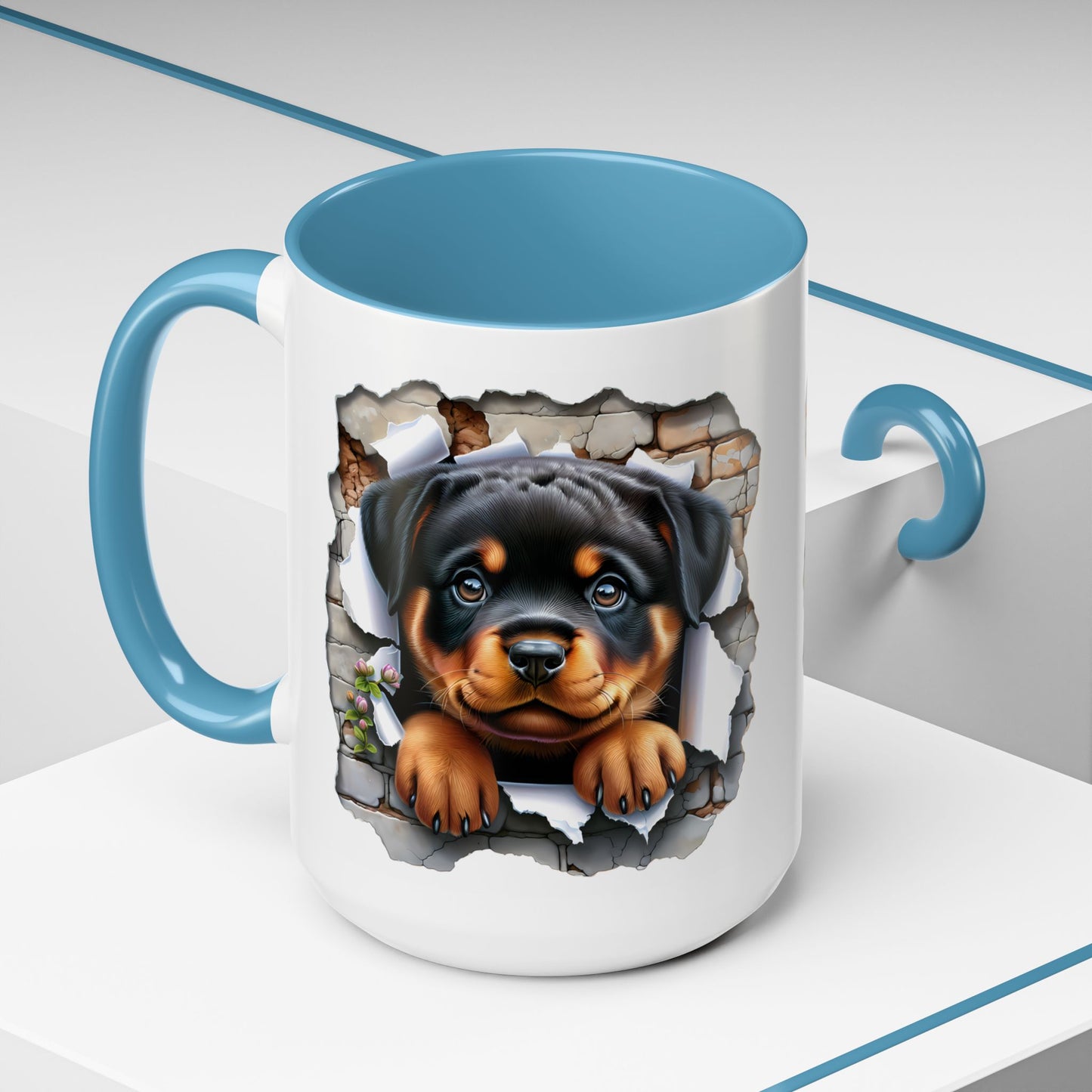 🐾☕ Rottweiler Puppy Accent Mug – Sweet Breakthrough Pup Design ✨