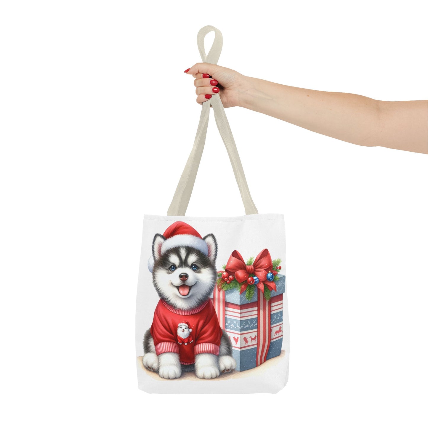 🎁 Christmas Husky Tote Bag – Festive Pup & Holiday Cheer in Every Carry 🎄