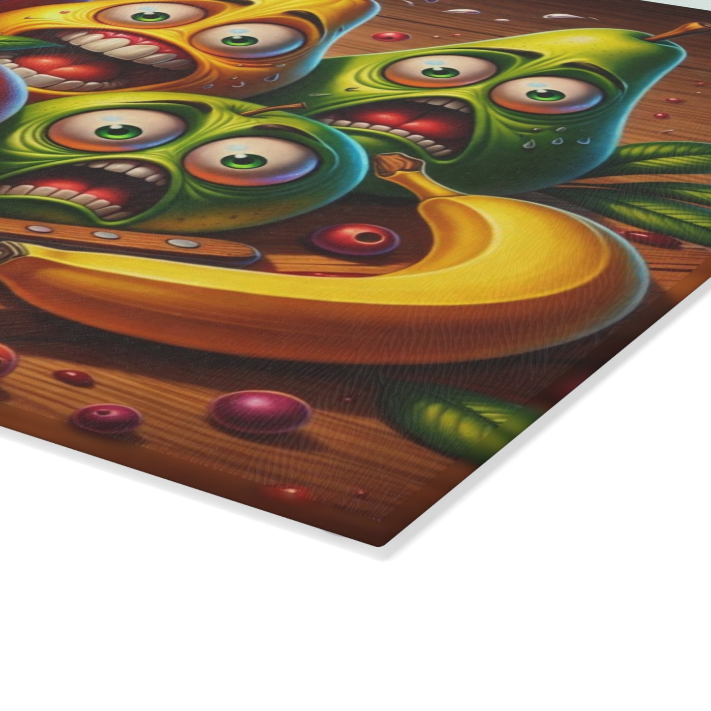 Kitchen Crime Scene Glass Cutting Board – Funny Fruit Kitchen Humor Design